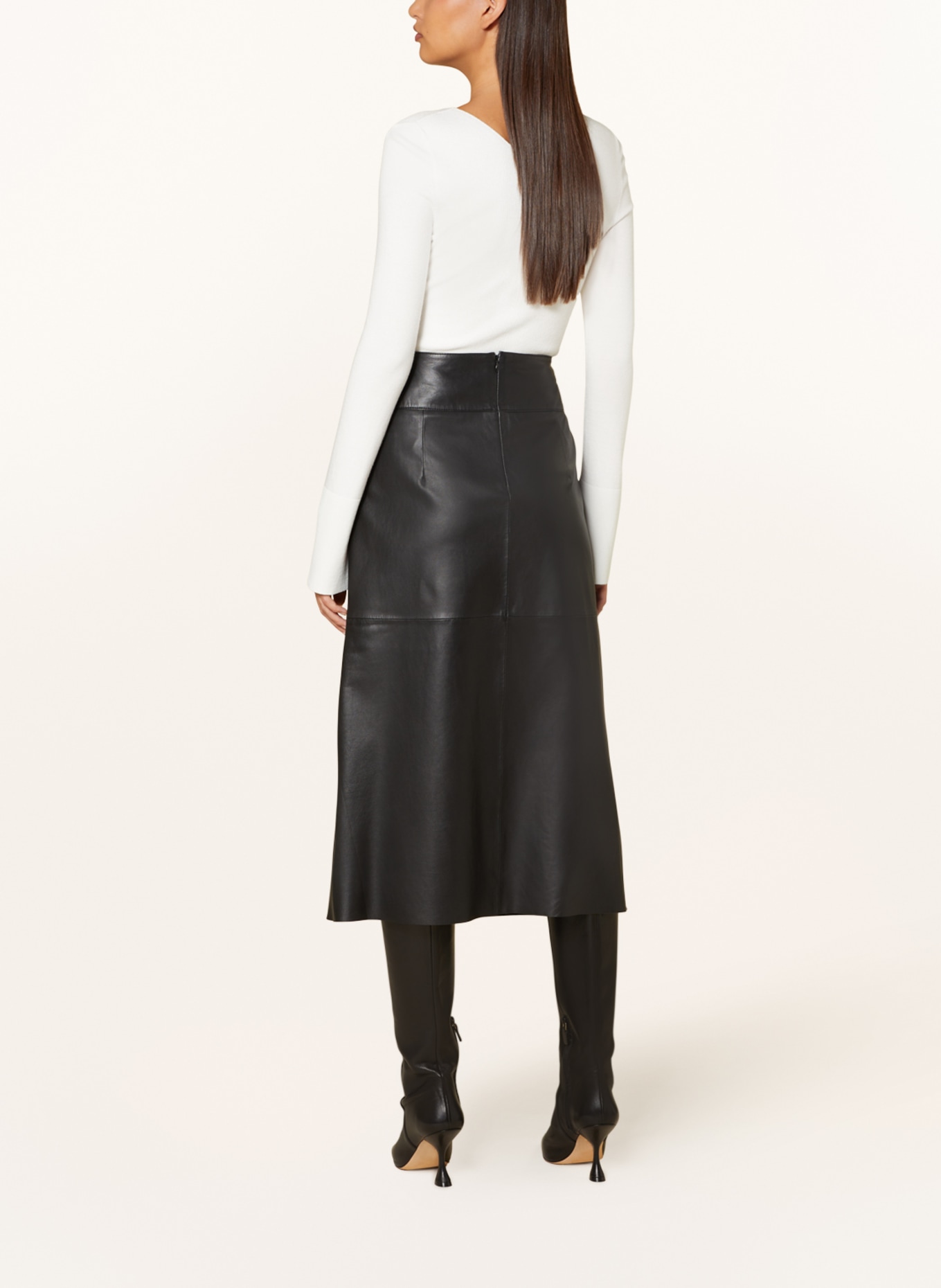 RIANI Leather skirt, Color: BLACK (Image 3)