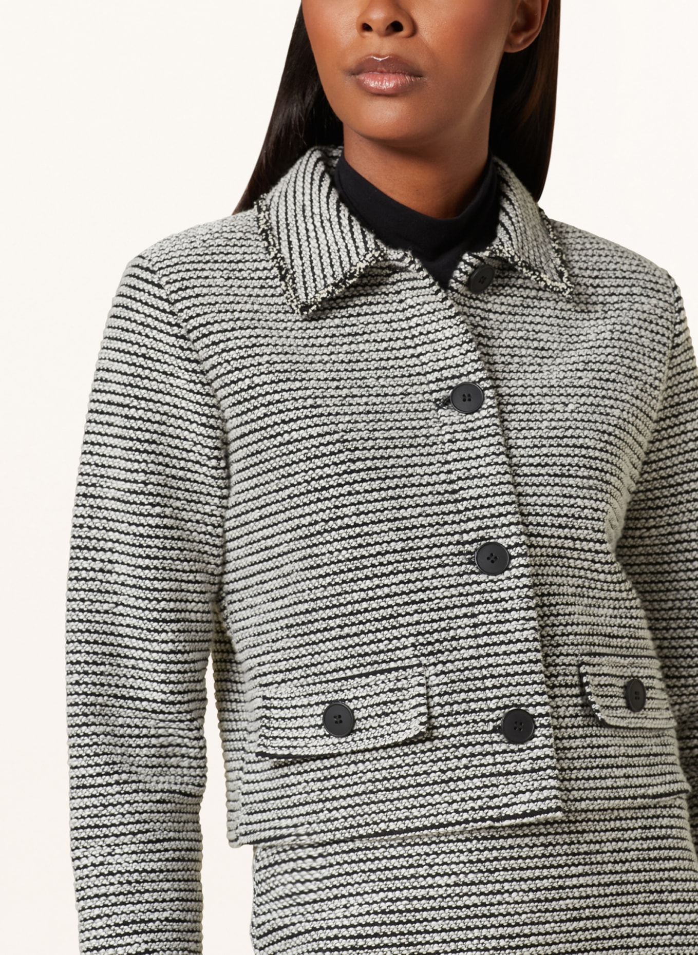 RIANI Boxy jacket in bouclé, Color: BLACK/ WHITE (Image 4)