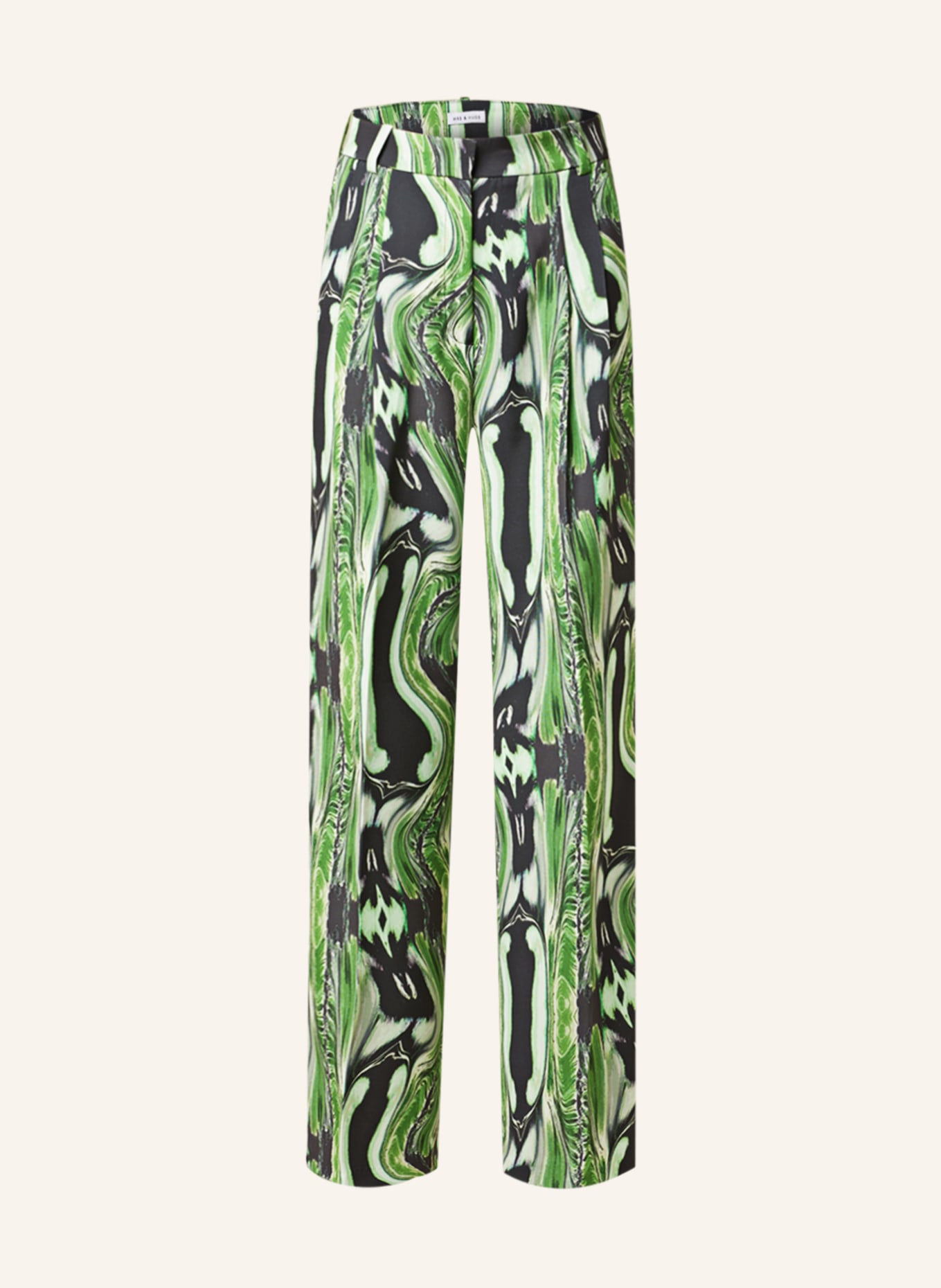 MRS & HUGS Wide leg trousers, Color: GREEN/ LIGHT GREEN/ BLACK (Image 1)