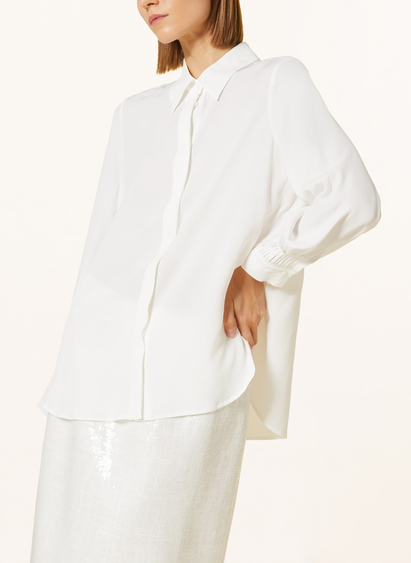 LUISA CERANO Shirt blouse with silk, Color: WHITE (Image 5)