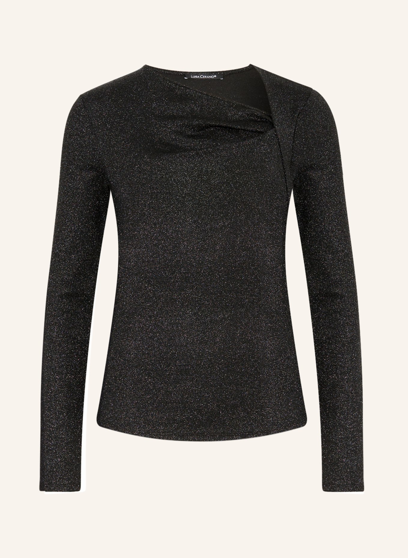 LUISA CERANO Long sleeve shirt with glitter thread, Color: BLACK (Image 1)