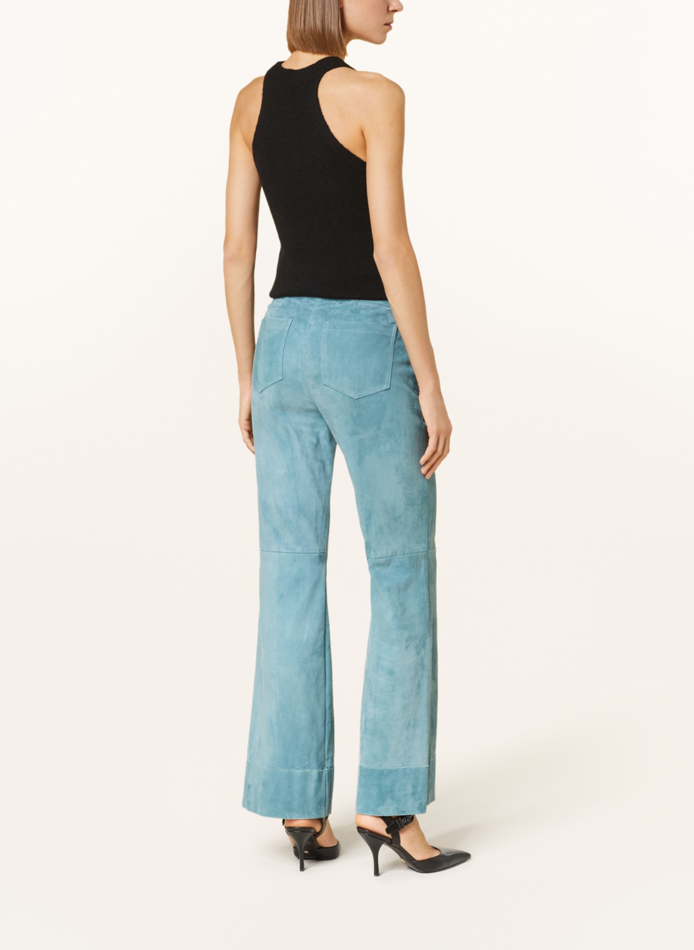 LUISA CERANO Leather trousers, Color: TURQUOISE (Image 3)