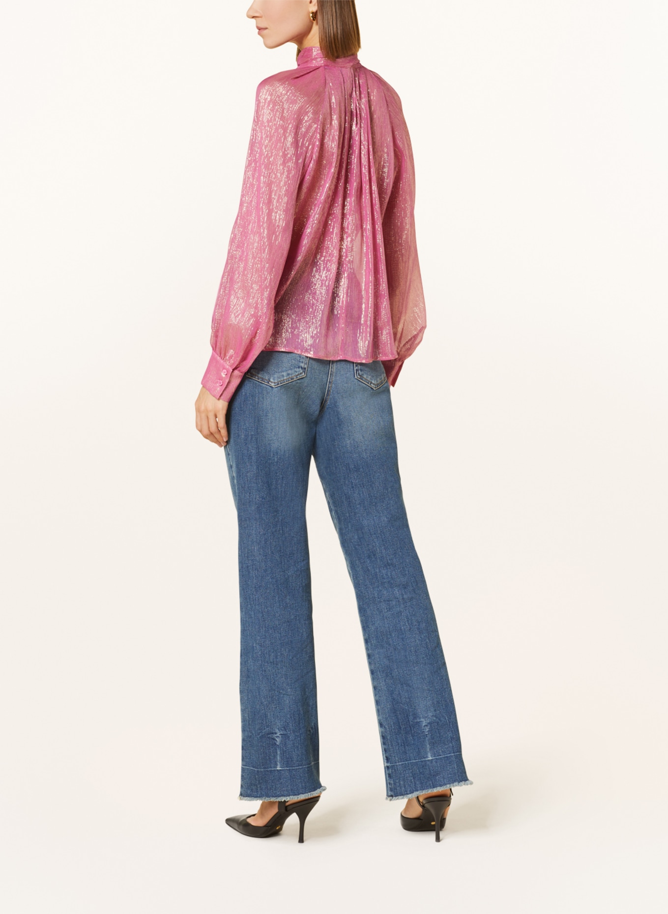 LUISA CERANO Bow-tie blouse in silk with glitter thread, Color: 4305 the silk lamé (Image 3)