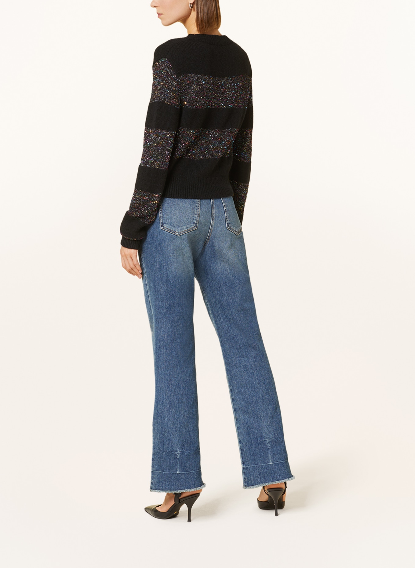 LUISA CERANO Cardigan with sequins, Color: BLACK/ GREEN/ RED (Image 3)