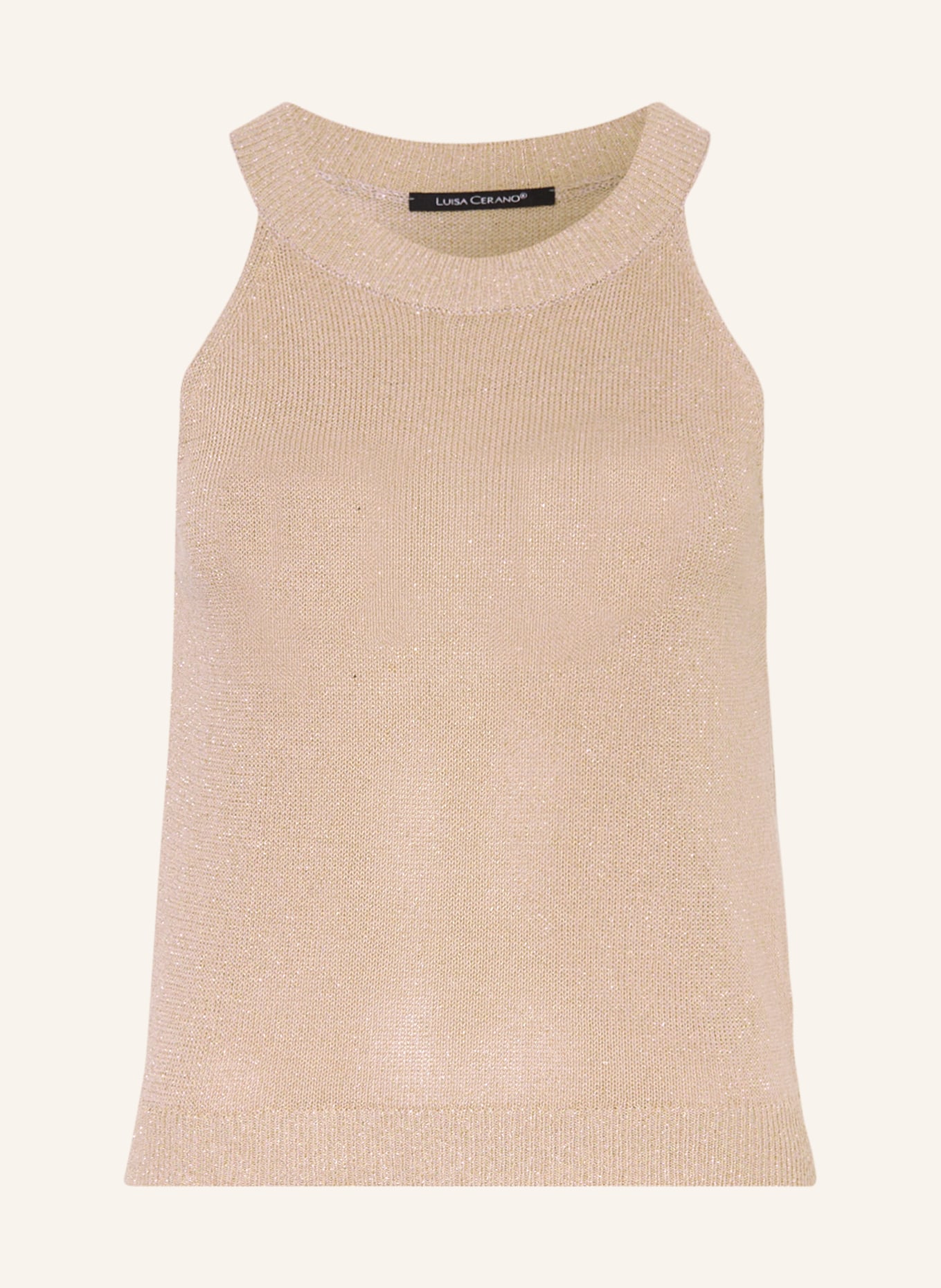 LUISA CERANO Knit top with glitter thread, Color: LIGHT BROWN (Image 1)