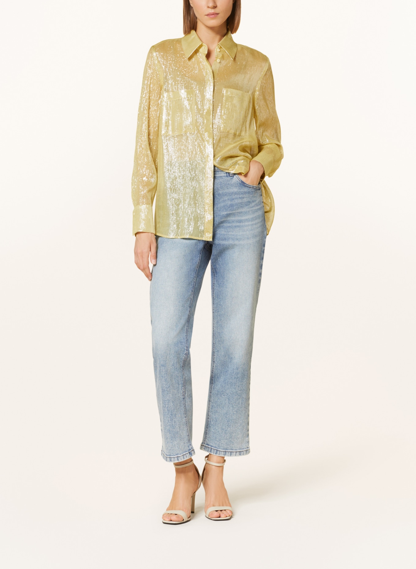 LUISA CERANO Shirt blouse with glitter thread, Color: YELLOW (Image 2)
