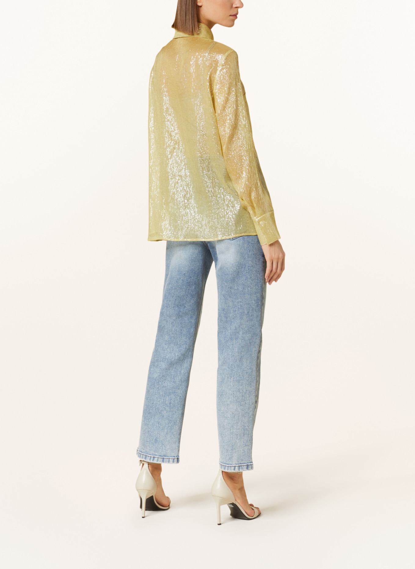 LUISA CERANO Shirt blouse with glitter thread, Color: YELLOW (Image 3)