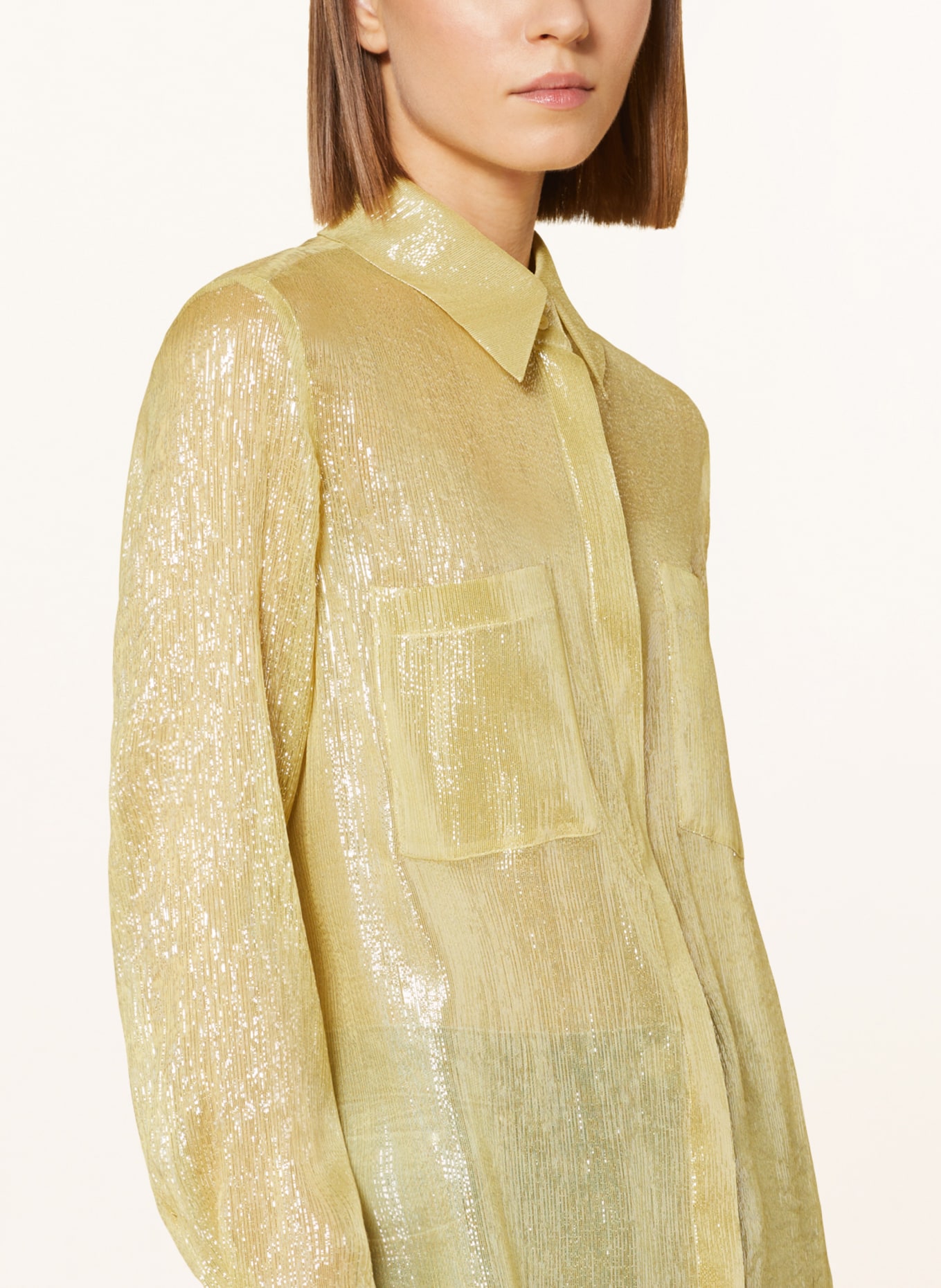 LUISA CERANO Shirt blouse with glitter thread, Color: YELLOW (Image 4)