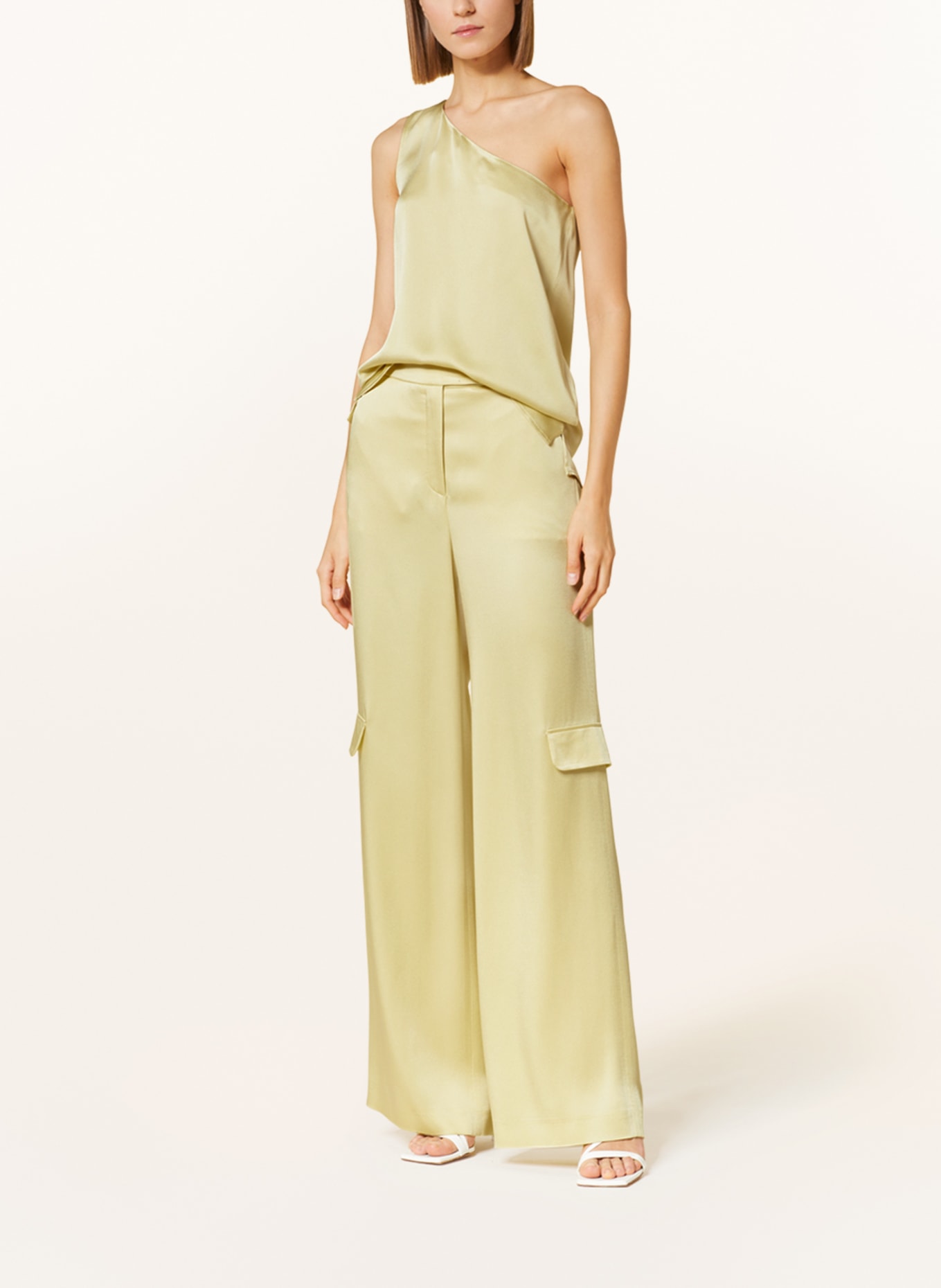 LUISA CERANO One-shoulder top made of satin, Color: LIGHT YELLOW (Image 2)