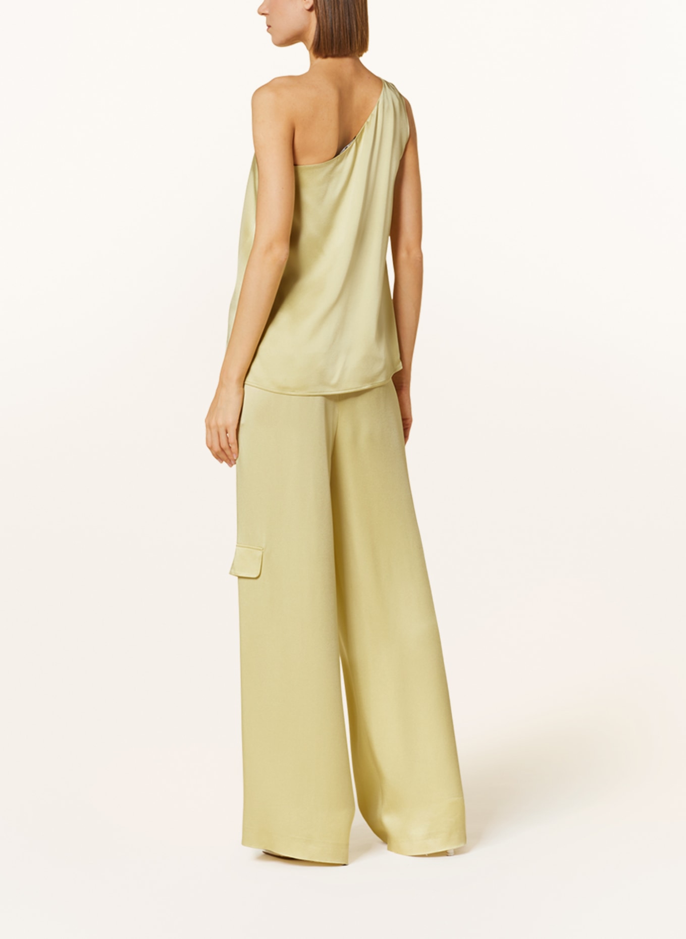 LUISA CERANO One-shoulder top made of satin, Color: LIGHT YELLOW (Image 3)