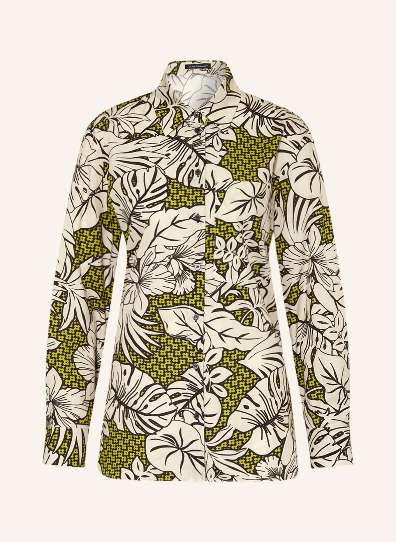 LUISA CERANO Shirt blouse, Color: LIGHT YELLOW/ LIGHT GREEN/ BLACK (Image 1)