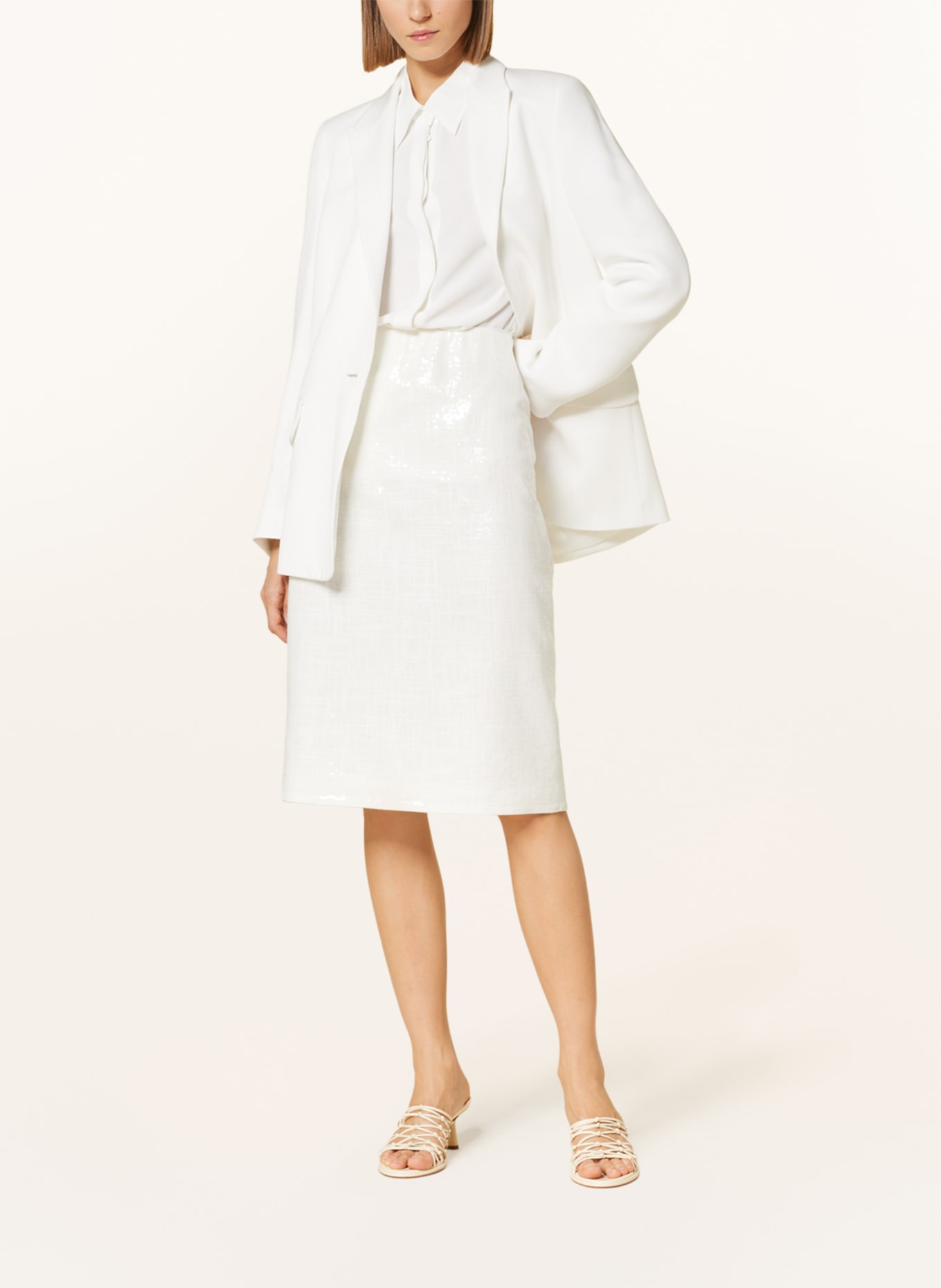 LUISA CERANO Skirt with linen and sequins, Color: WHITE (Image 2)
