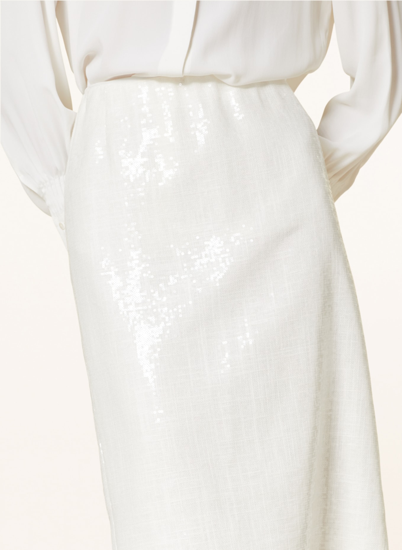 LUISA CERANO Skirt with linen and sequins, Color: WHITE (Image 4)