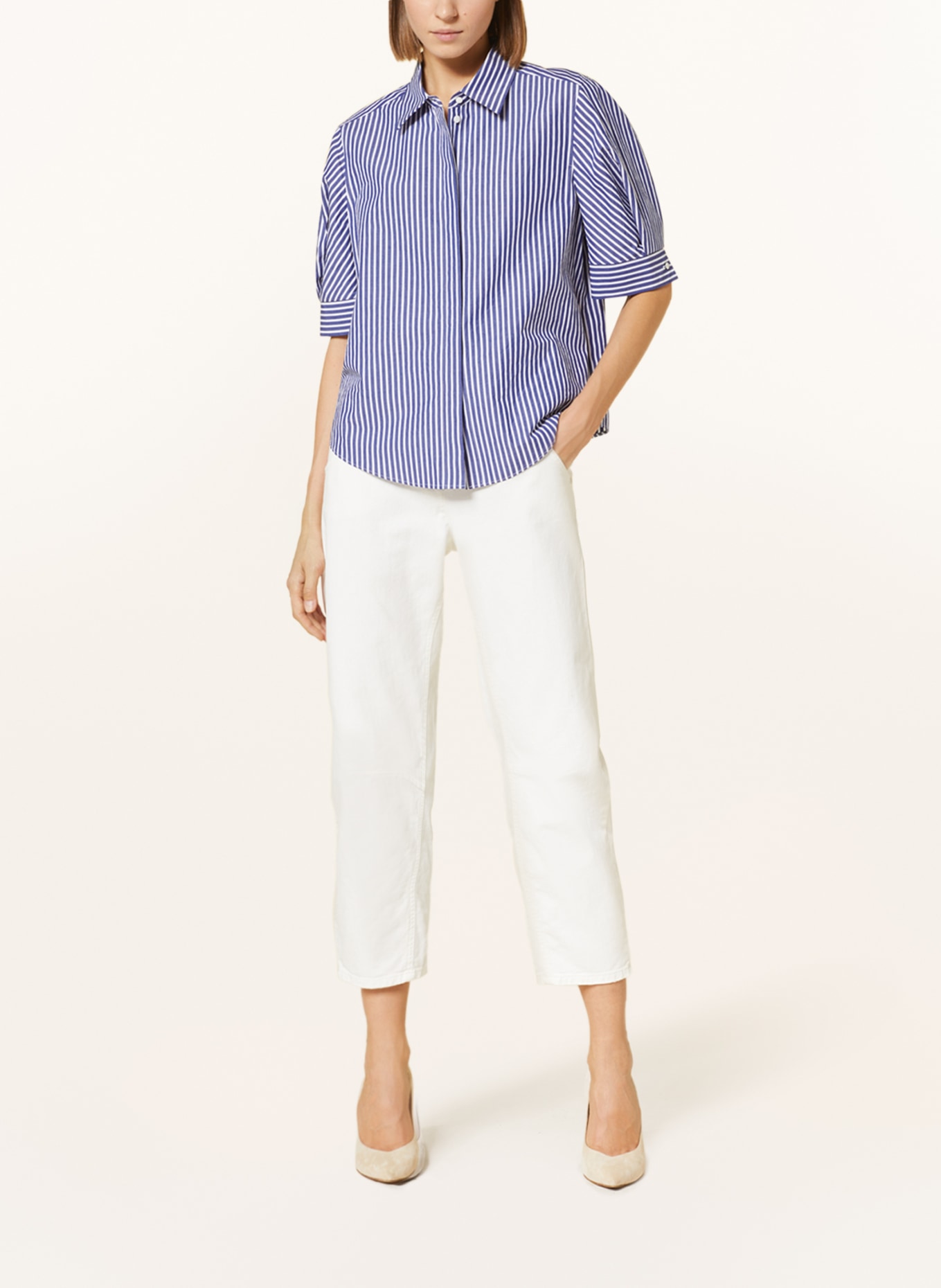 LUISA CERANO Shirt blouse, Color: WHITE/ DARK BLUE (Image 2)