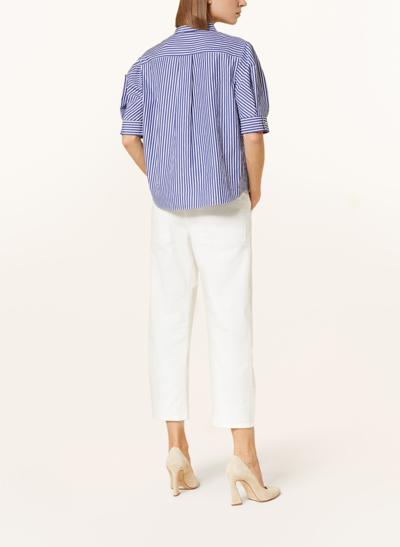 LUISA CERANO Shirt blouse, Color: WHITE/ DARK BLUE (Image 3)