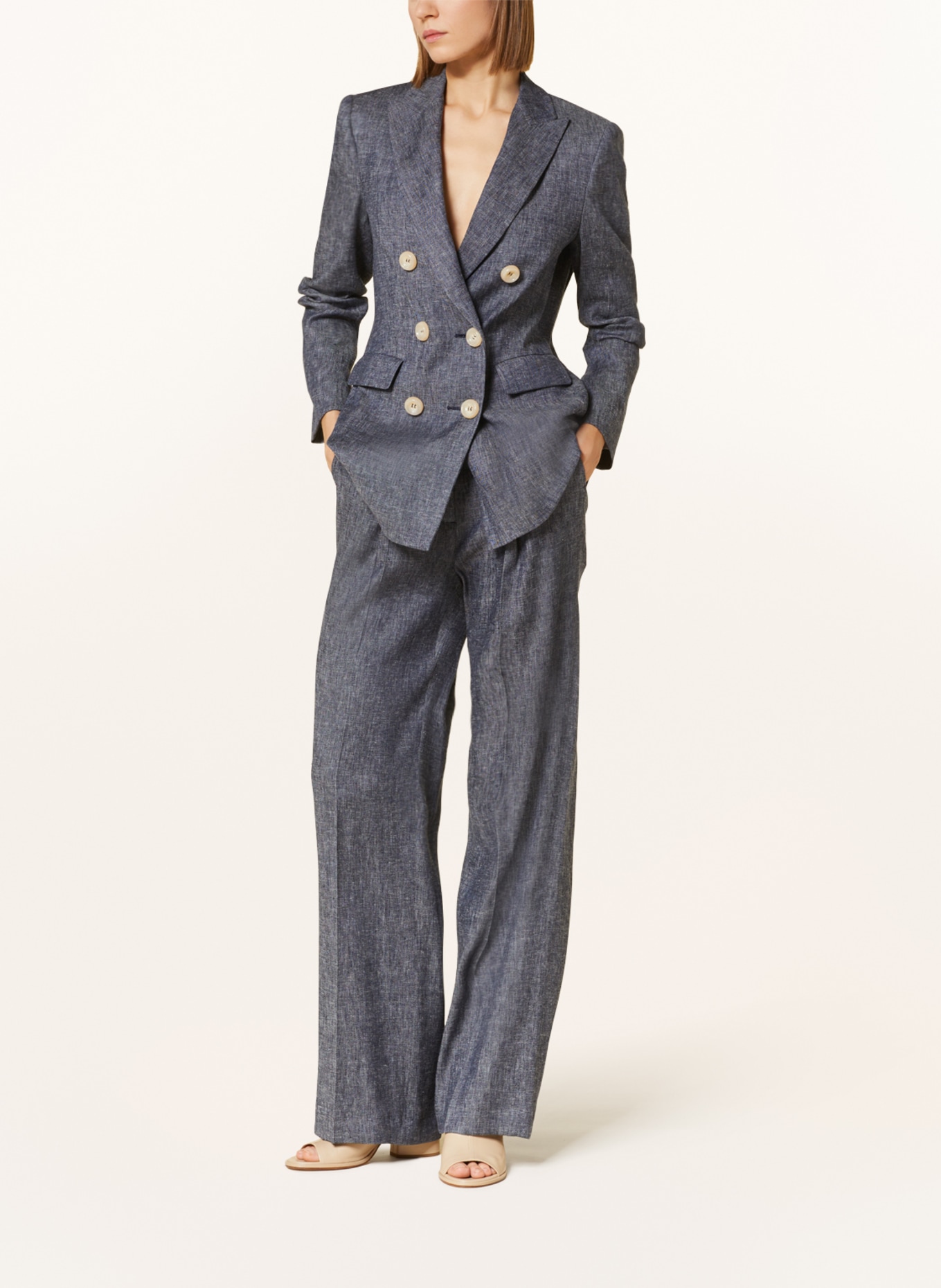 LUISA CERANO Wide leg trousers made of linen, Color: DARK BLUE (Image 2)