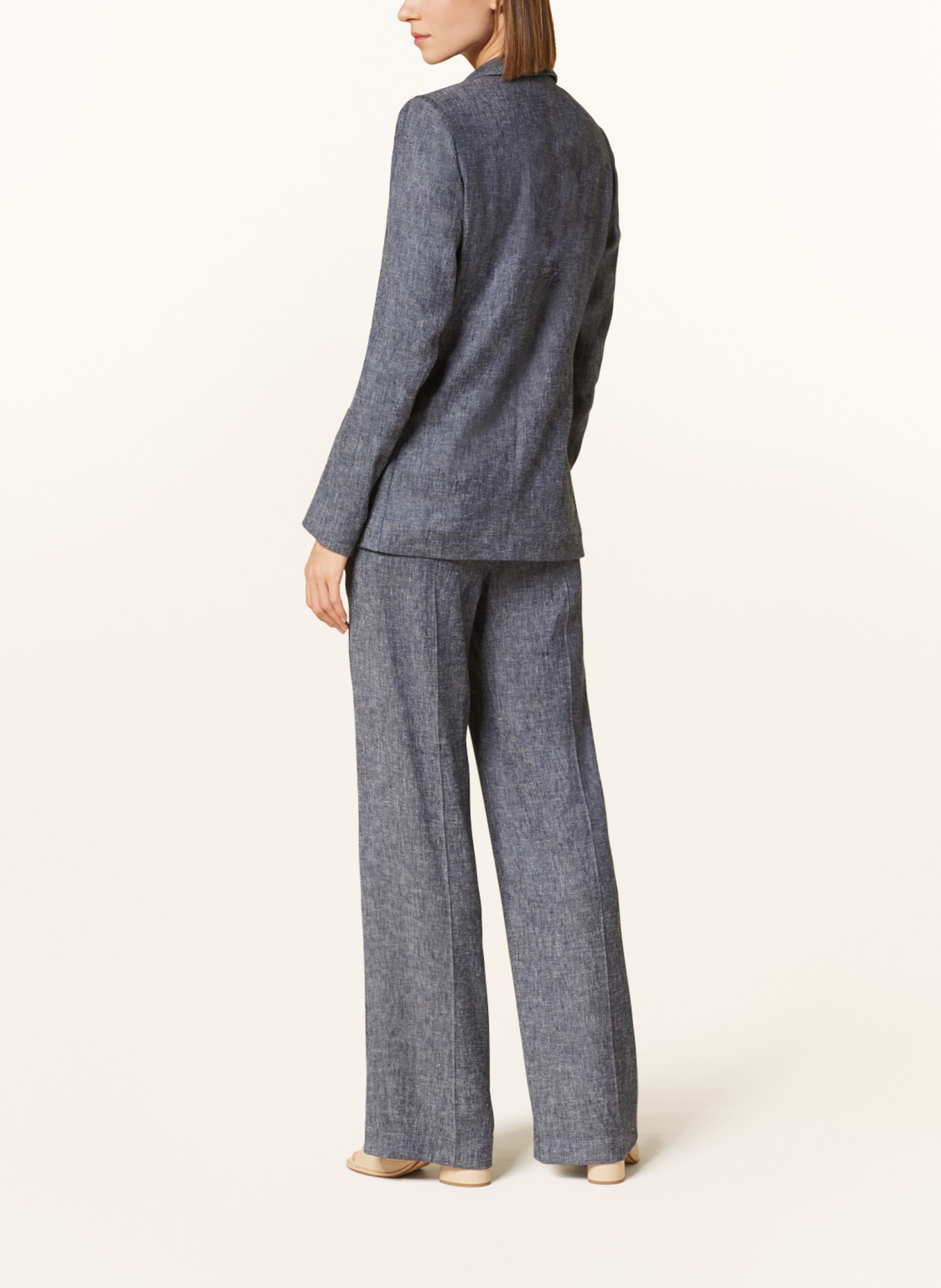 LUISA CERANO Wide leg trousers made of linen, Color: DARK BLUE (Image 3)