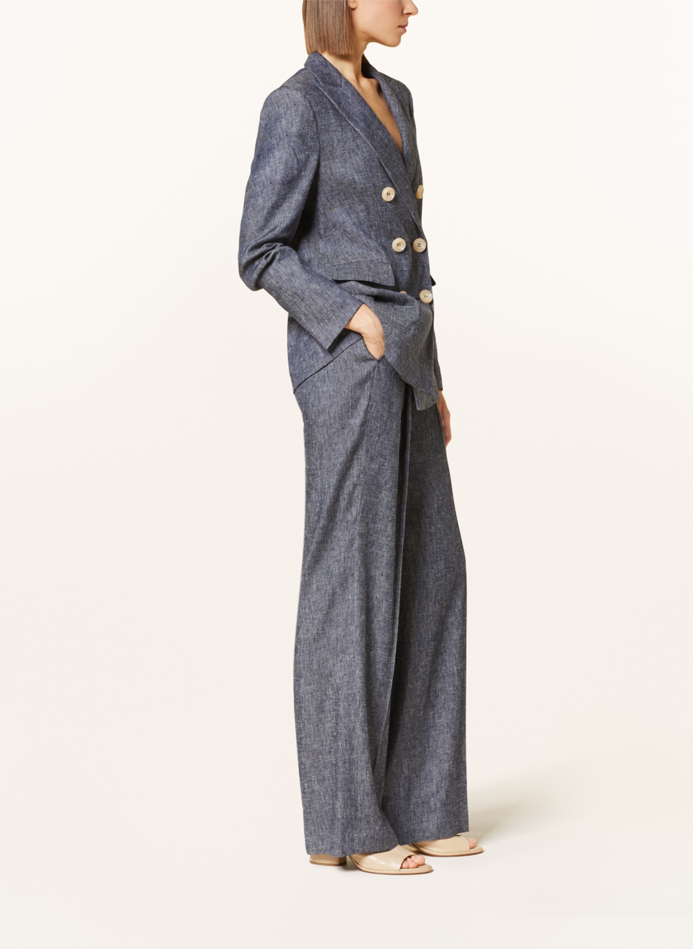 LUISA CERANO Wide leg trousers made of linen, Color: DARK BLUE (Image 4)