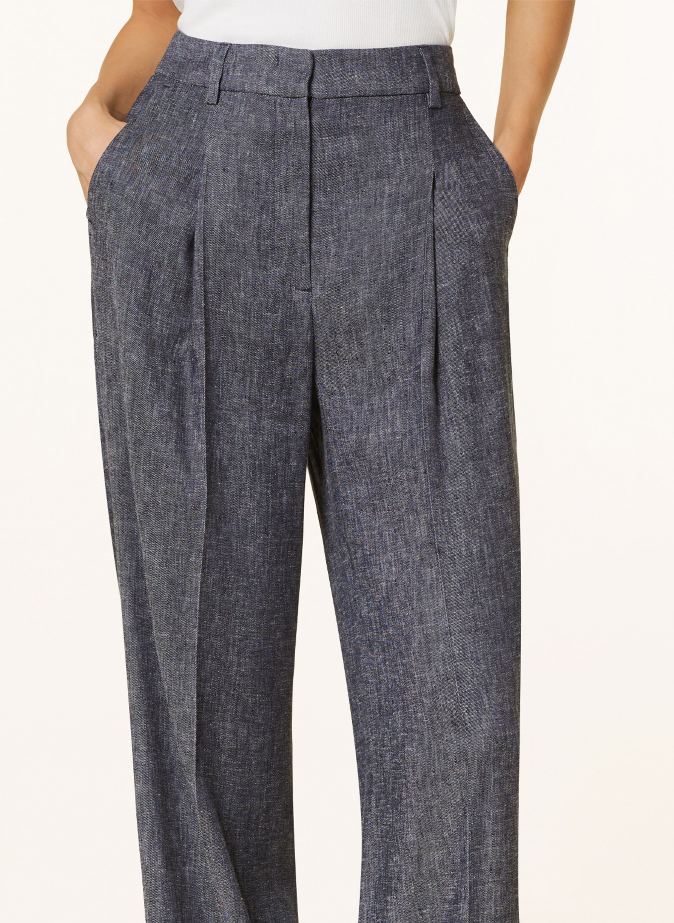 LUISA CERANO Wide leg trousers made of linen, Color: DARK BLUE (Image 5)