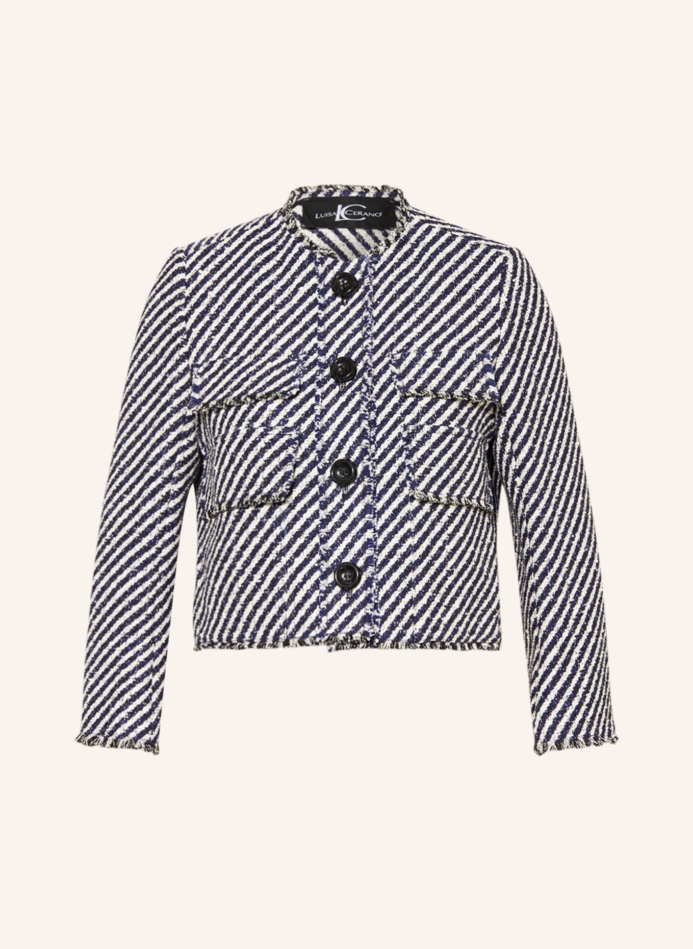 LUISA CERANO Boxy jacket in tweed, Color: DARK BLUE/ WHITE (Image 1)
