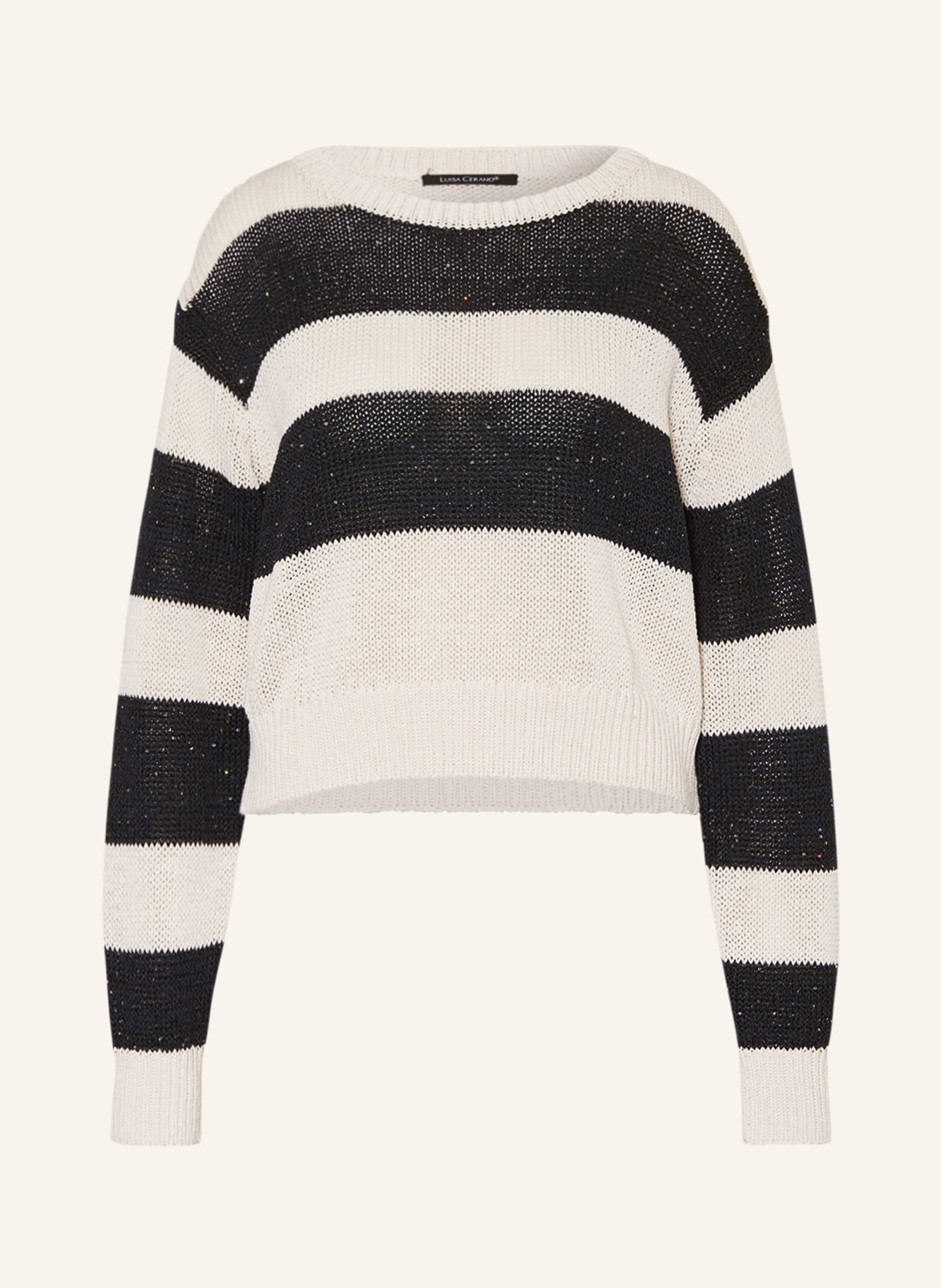 LUISA CERANO Sweter z cekinami, Kolor: KREMOWY/ GRANATOWY (Obrazek 1)