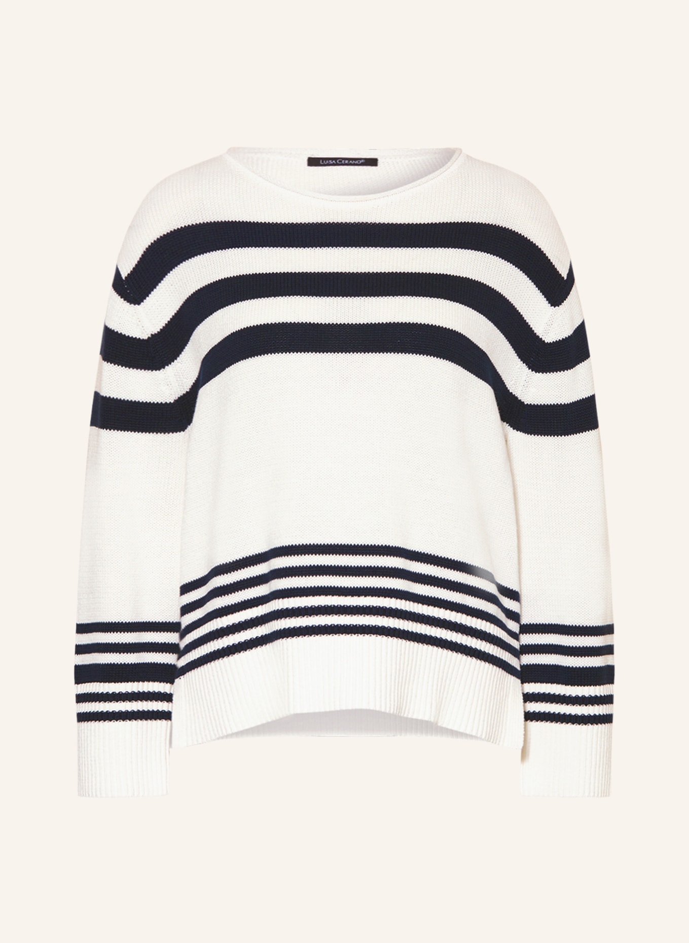 LUISA CERANO Sweater, Color: WHITE/ DARK BLUE (Image 1)