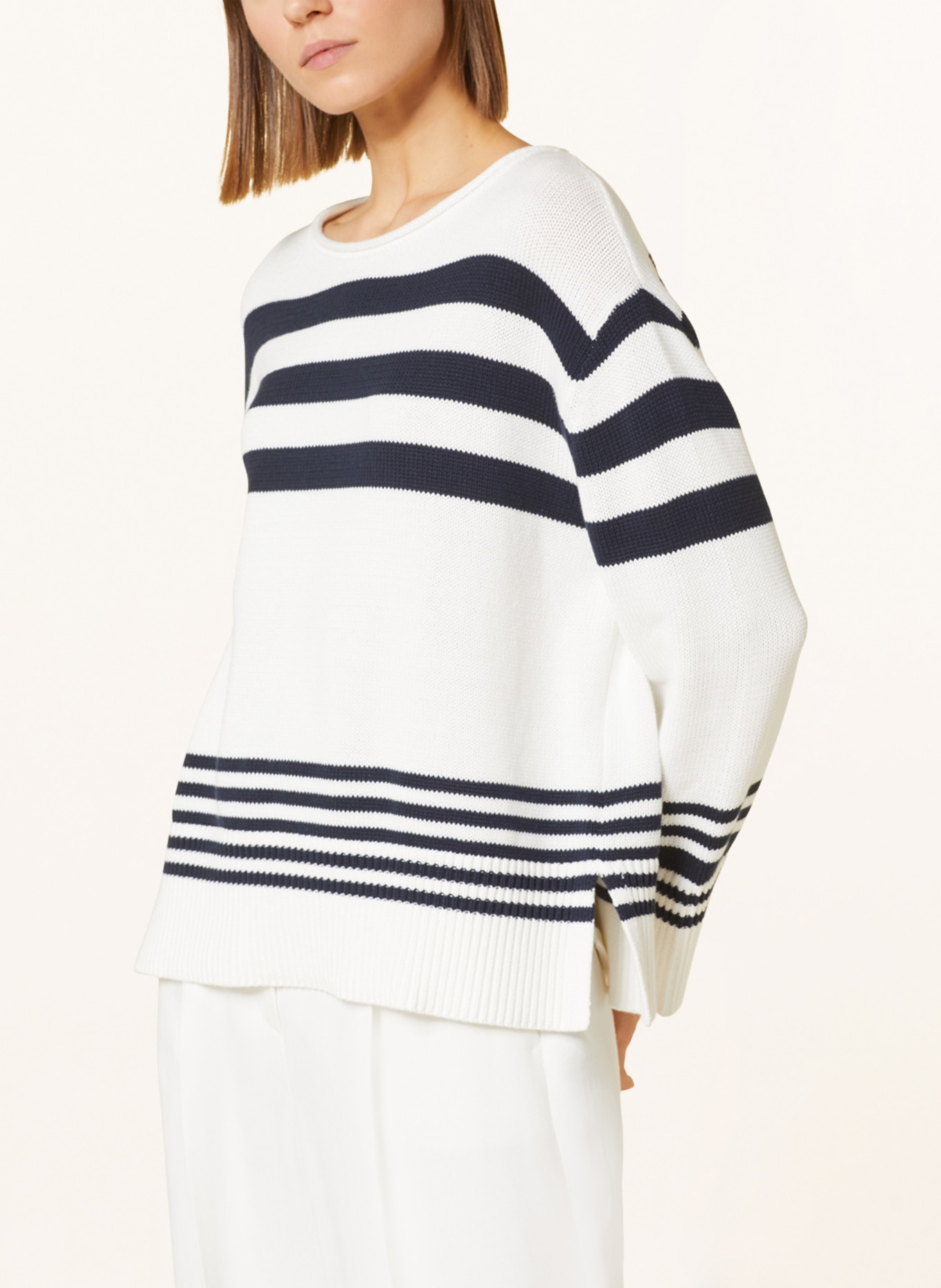 LUISA CERANO Sweater, Color: WHITE/ DARK BLUE (Image 4)