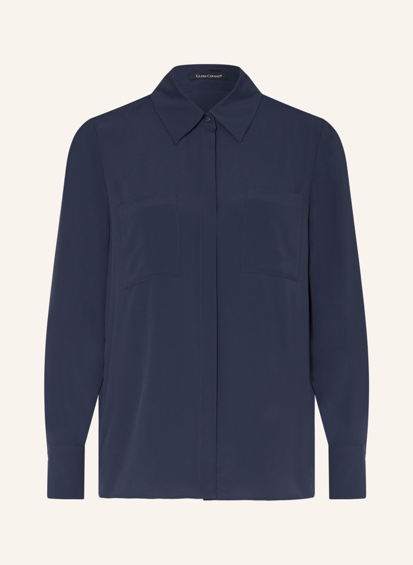 LUISA CERANO Shirt blouse with silk, Color: DARK BLUE (Image 1)