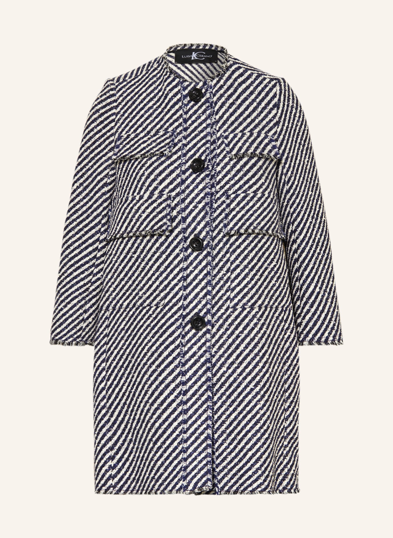 LUISA CERANO Tweed-Mantel, Farbe: DUNKELBLAU/ WEISS (Bild 1)