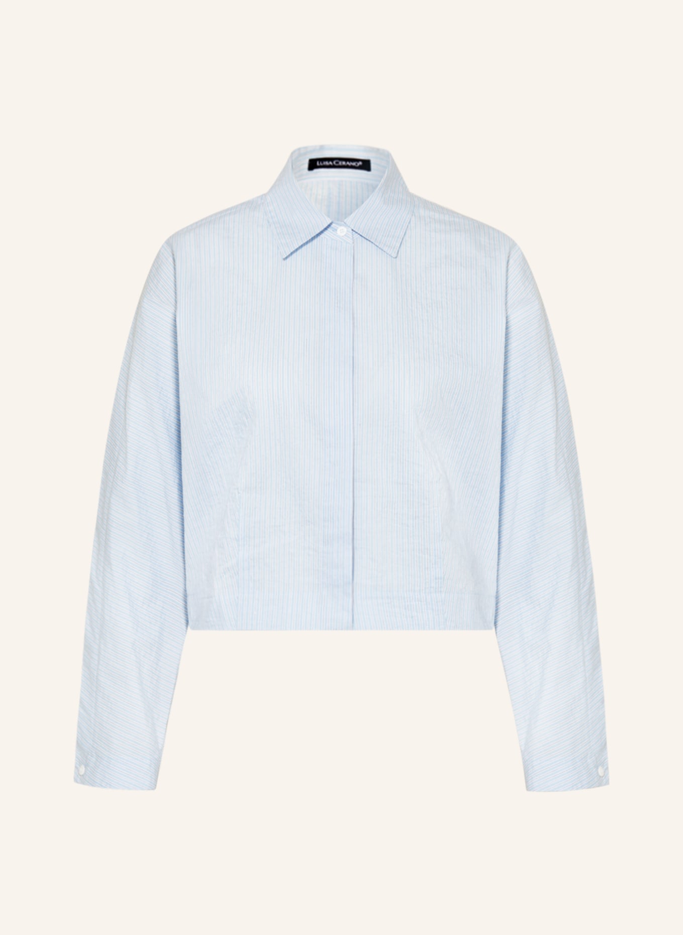 LUISA CERANO Cropped shirt blouse, Color: LIGHT BLUE/ WHITE (Image 1)