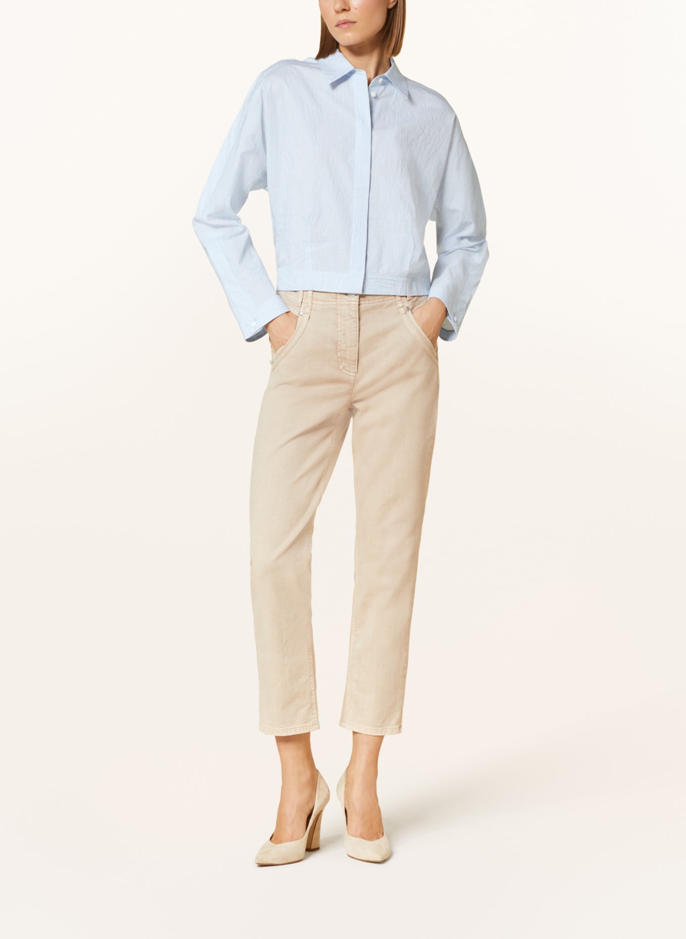 LUISA CERANO Cropped shirt blouse, Color: LIGHT BLUE/ WHITE (Image 2)