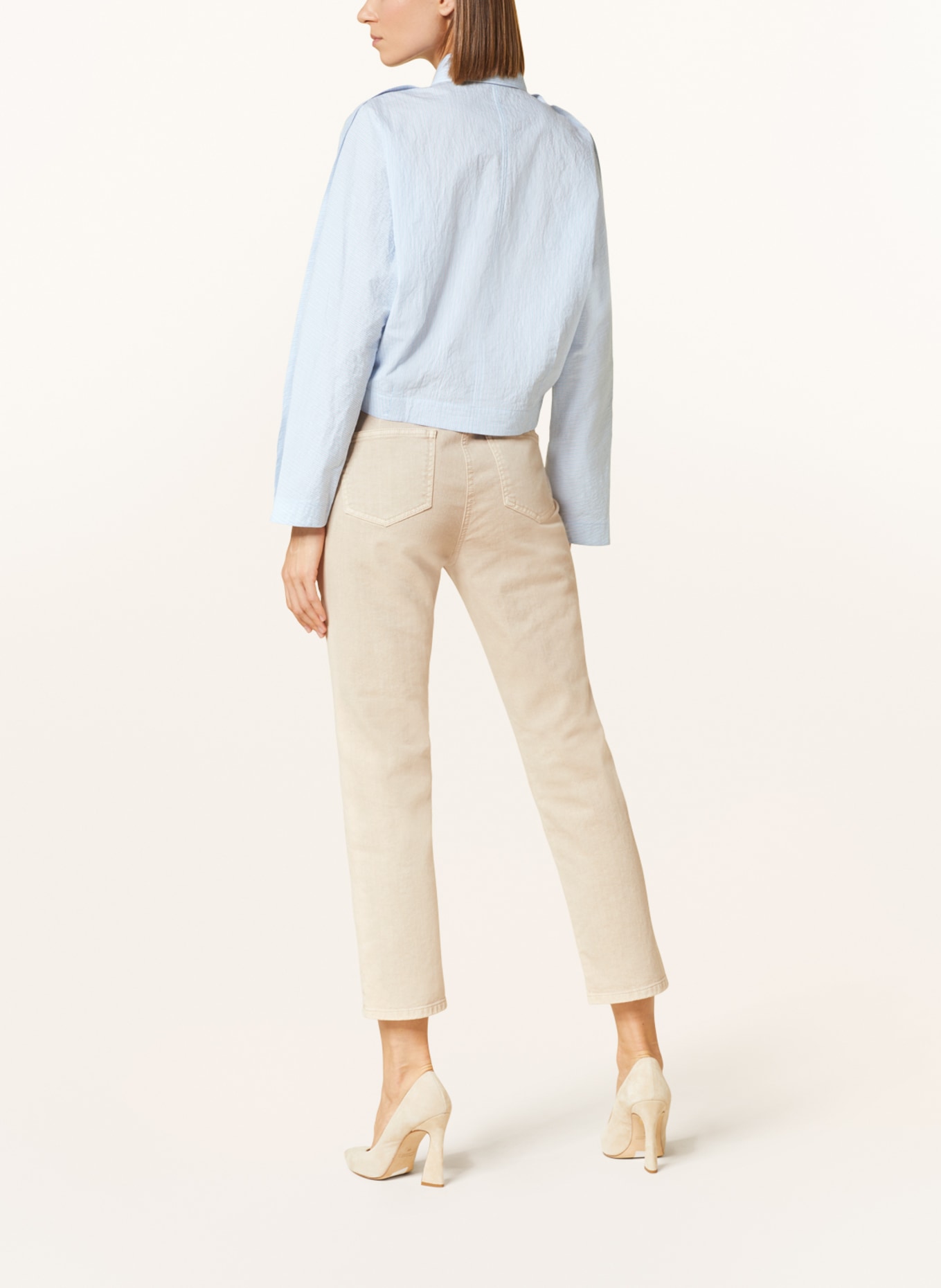LUISA CERANO Cropped shirt blouse, Color: LIGHT BLUE/ WHITE (Image 3)