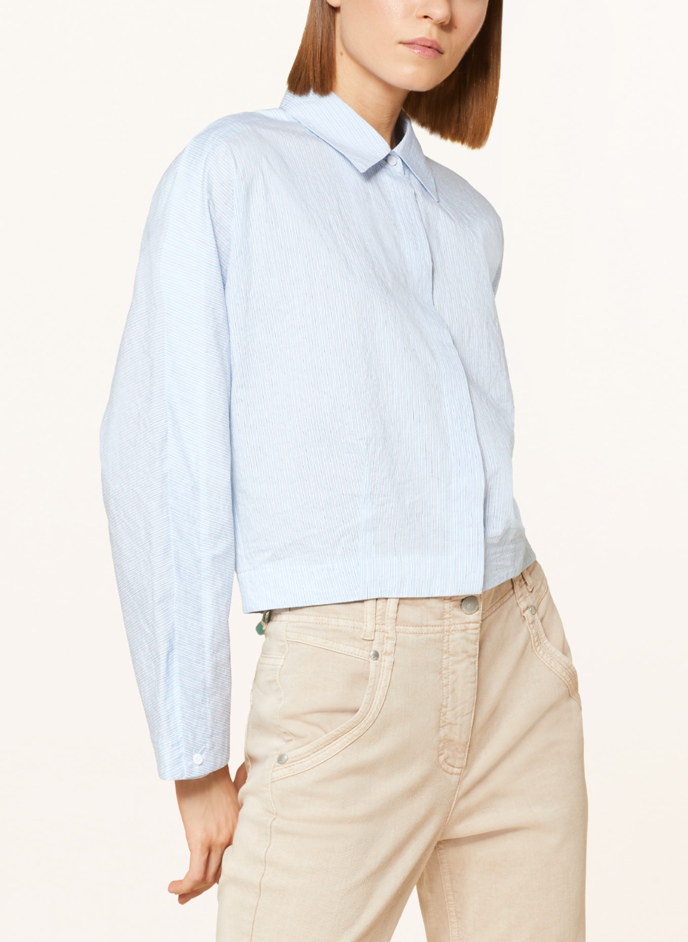 LUISA CERANO Cropped shirt blouse, Color: LIGHT BLUE/ WHITE (Image 4)