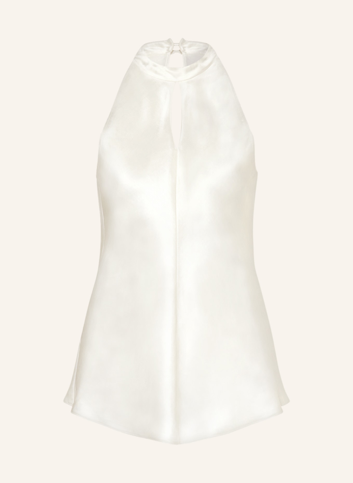 LUISA CERANO Bluzka bez rękawów z satyny, z dodatkiem lnu, Kolor: KREMOWY (Obrazek 1)