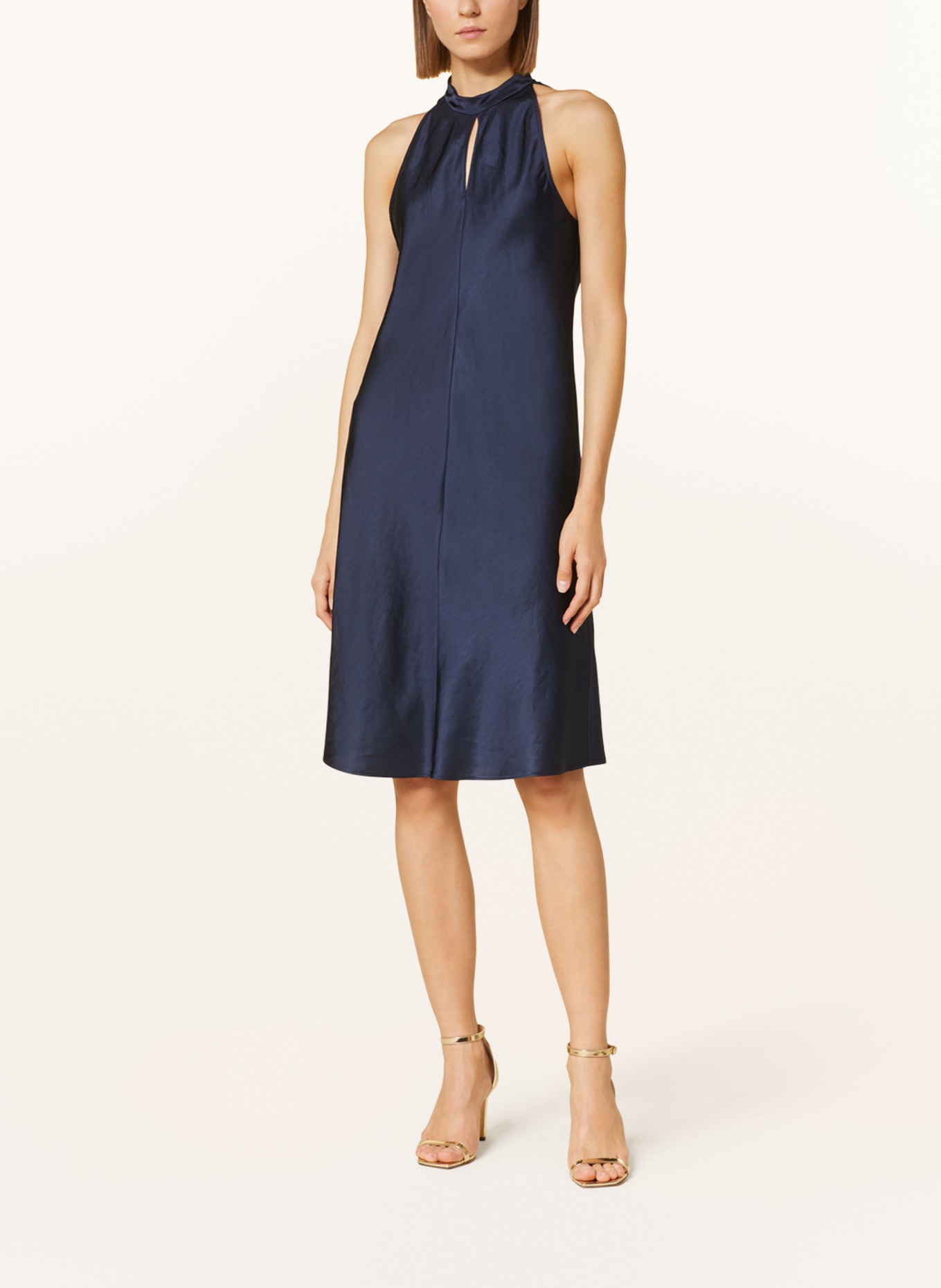 LUISA CERANO Satin dress with cut-out, Color: DARK BLUE (Image 2)