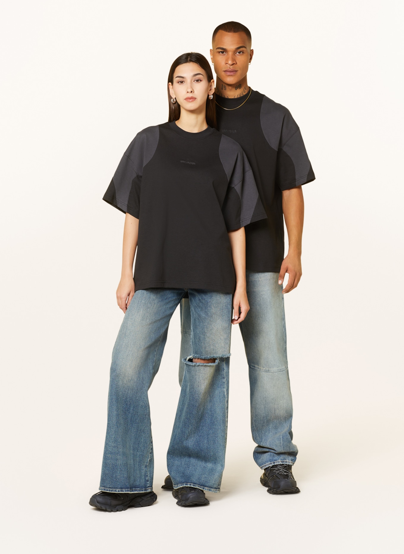 WRSTBHVR T-shirt NIVO, Color: BLACK/ DARK GRAY (Image 2)
