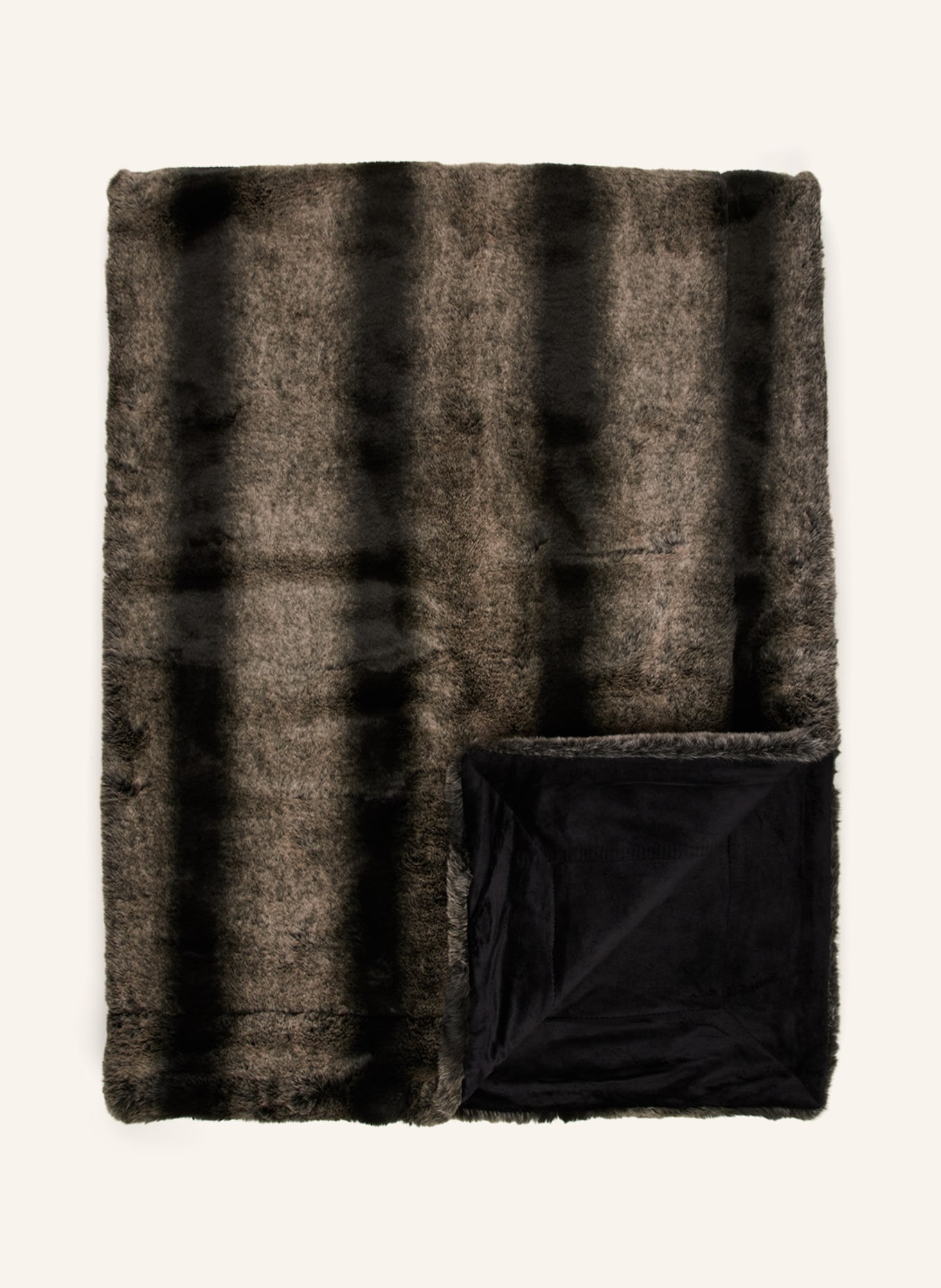 Star Home Plaid RION aus Kunstpelz: SCHWARZ / DUNKELBRAUN / CREME