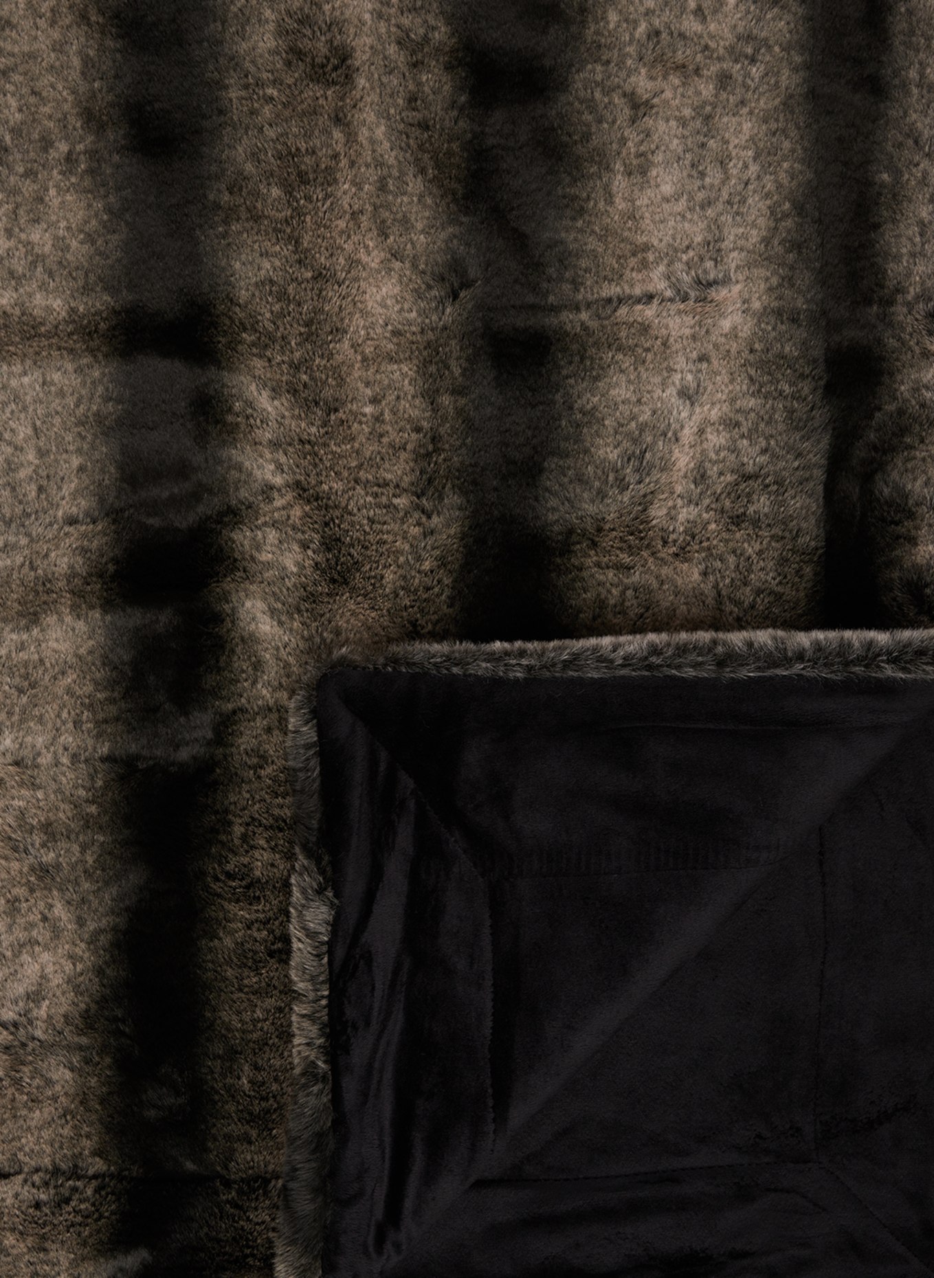 Star Home Plaid RION aus Kunstpelz: SCHWARZ / DUNKELBRAUN / CREME