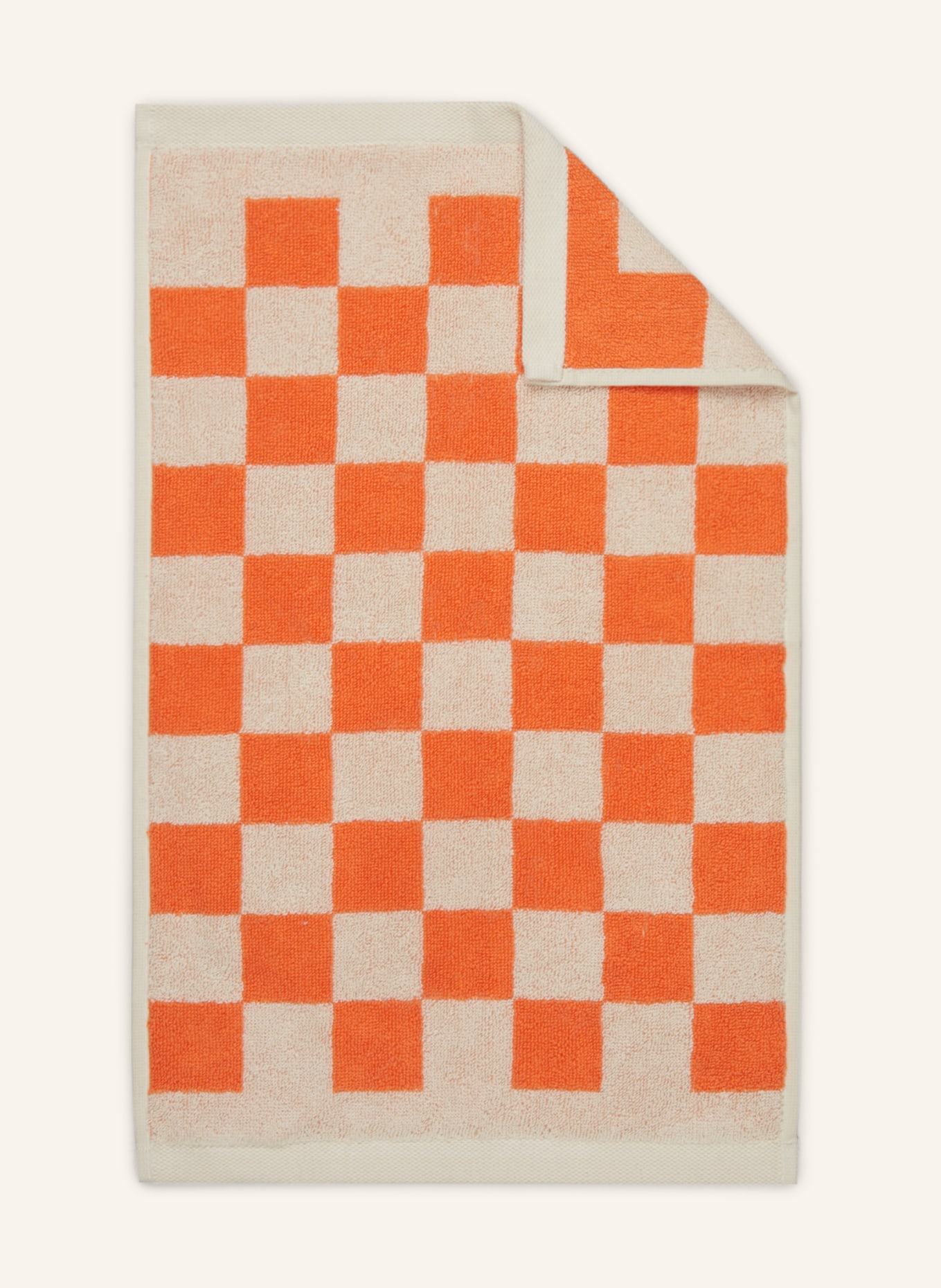 Marc O'Polo Guest towel CHECKER, Color: ORANGE/ ECRU (Image 1)