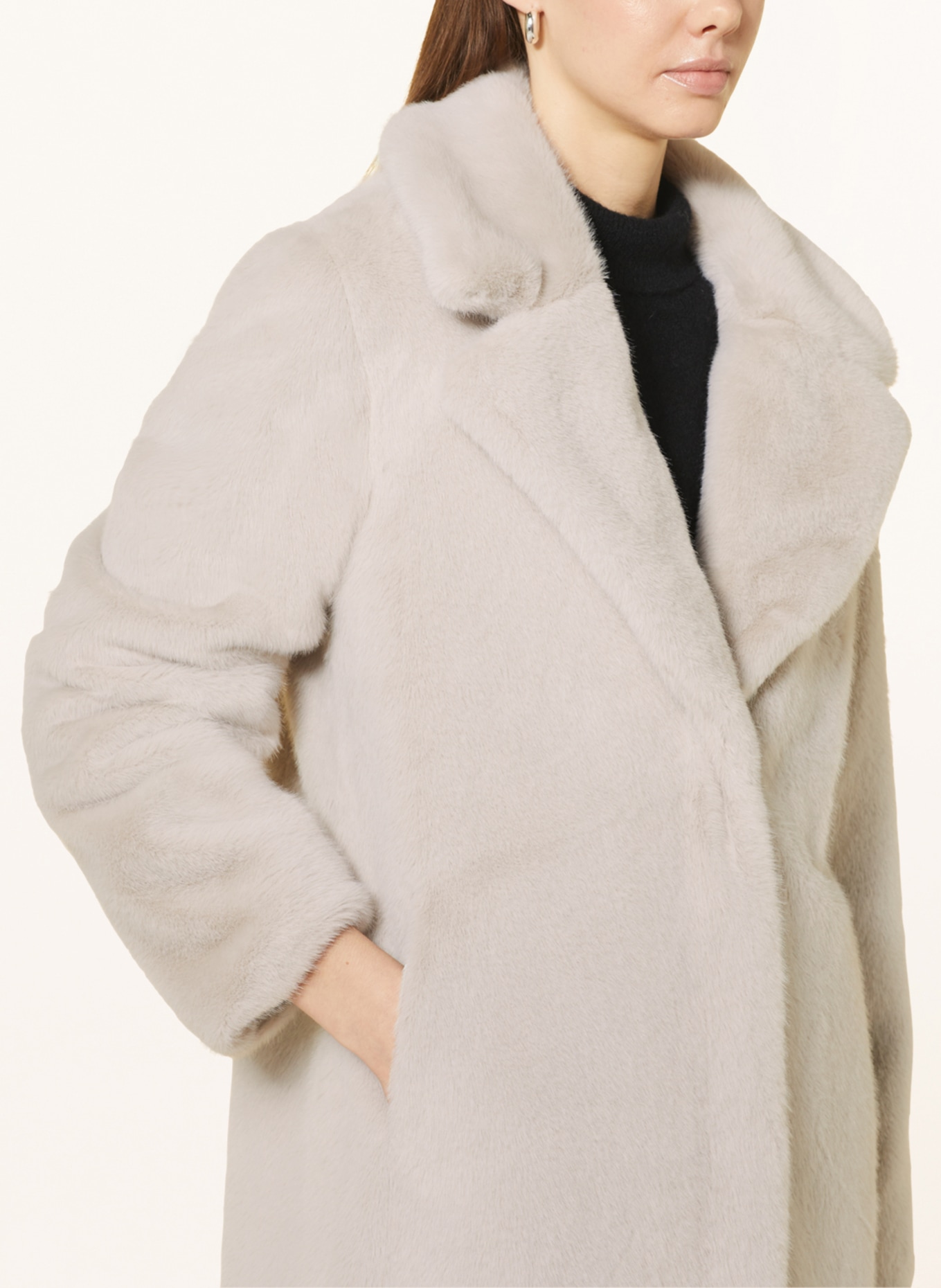 monari Faux fur coat, Color: LIGHT GRAY (Image 4)