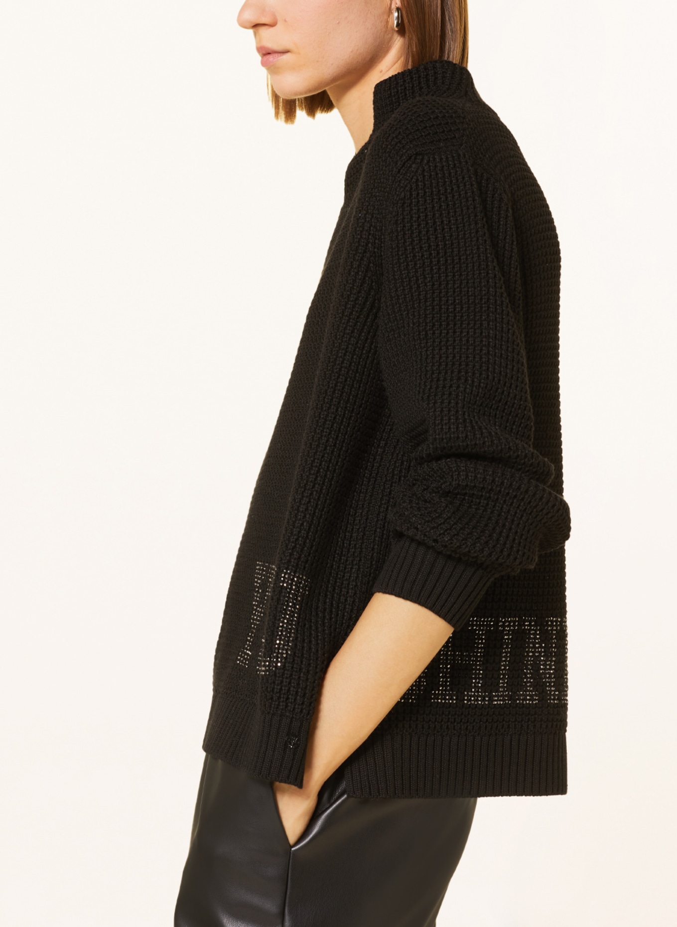 monari Sweater with decorative gems, Color: BLACK (Image 4)