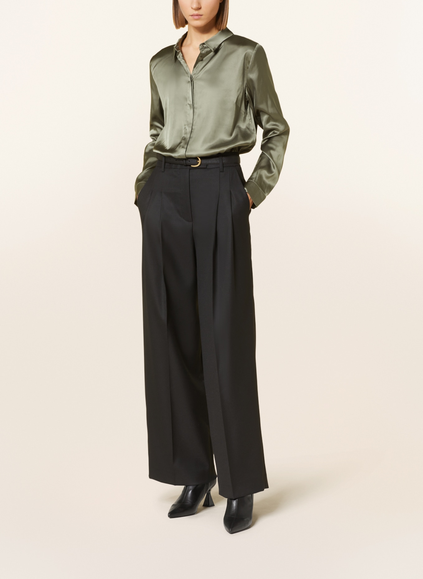 monari Satin shirt blouse, Color: OLIVE (Image 2)