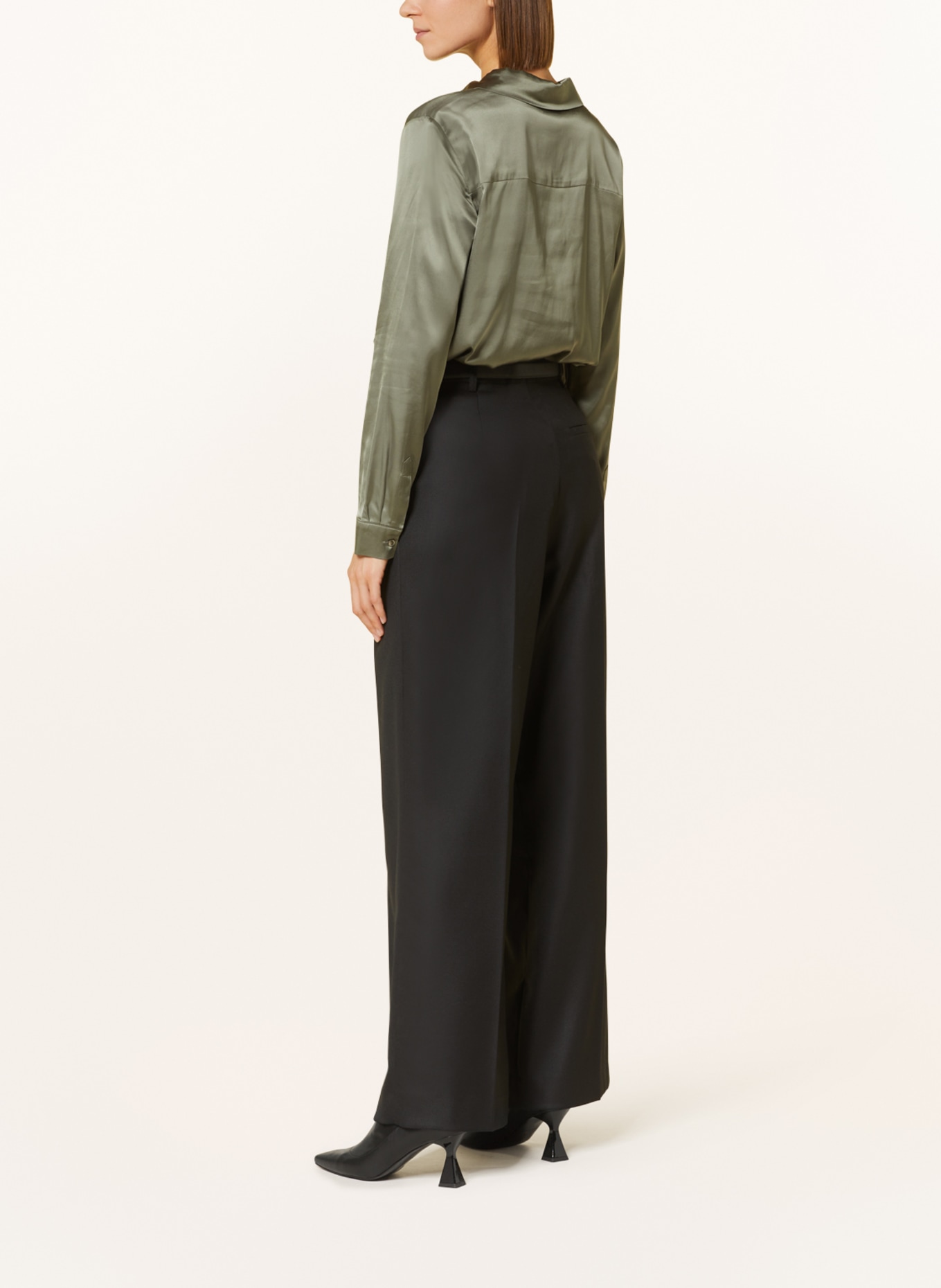 monari Satin shirt blouse, Color: OLIVE (Image 3)