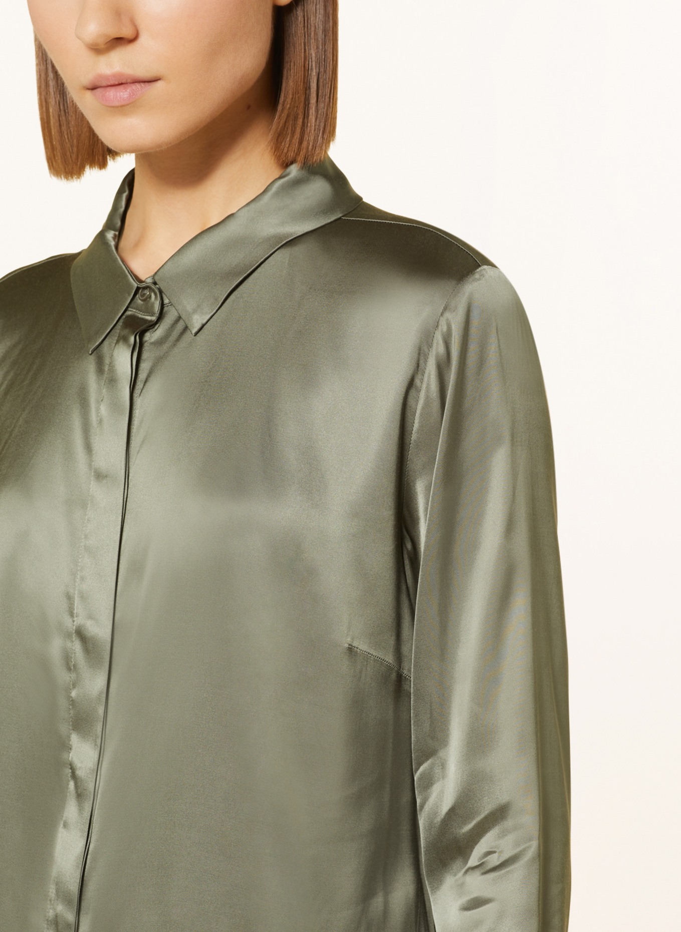 monari Satin shirt blouse, Color: OLIVE (Image 4)