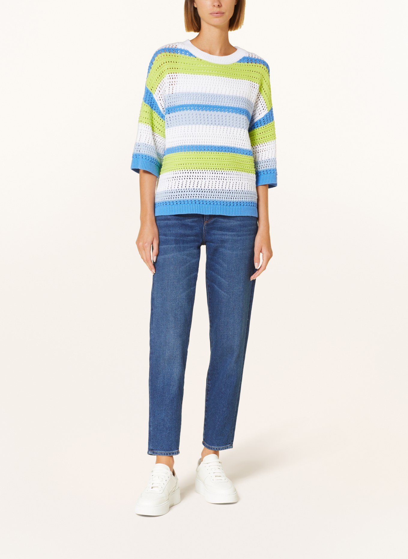 darling harbour Sweater, Color: WHITE/ BLUE/ NEON GREEN (Image 2)