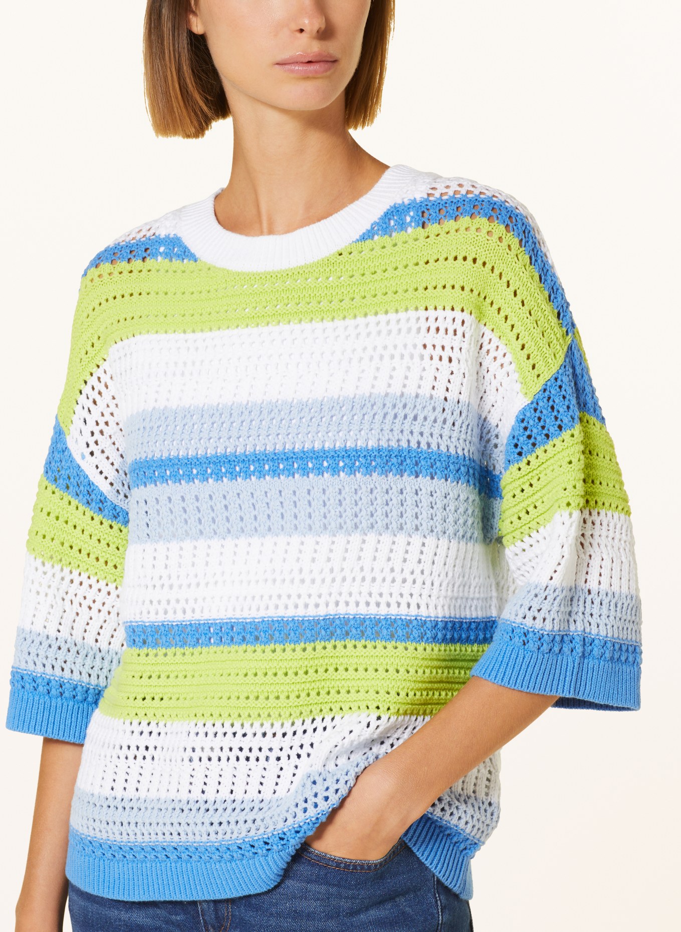 darling harbour Sweater, Color: WHITE/ BLUE/ NEON GREEN (Image 4)