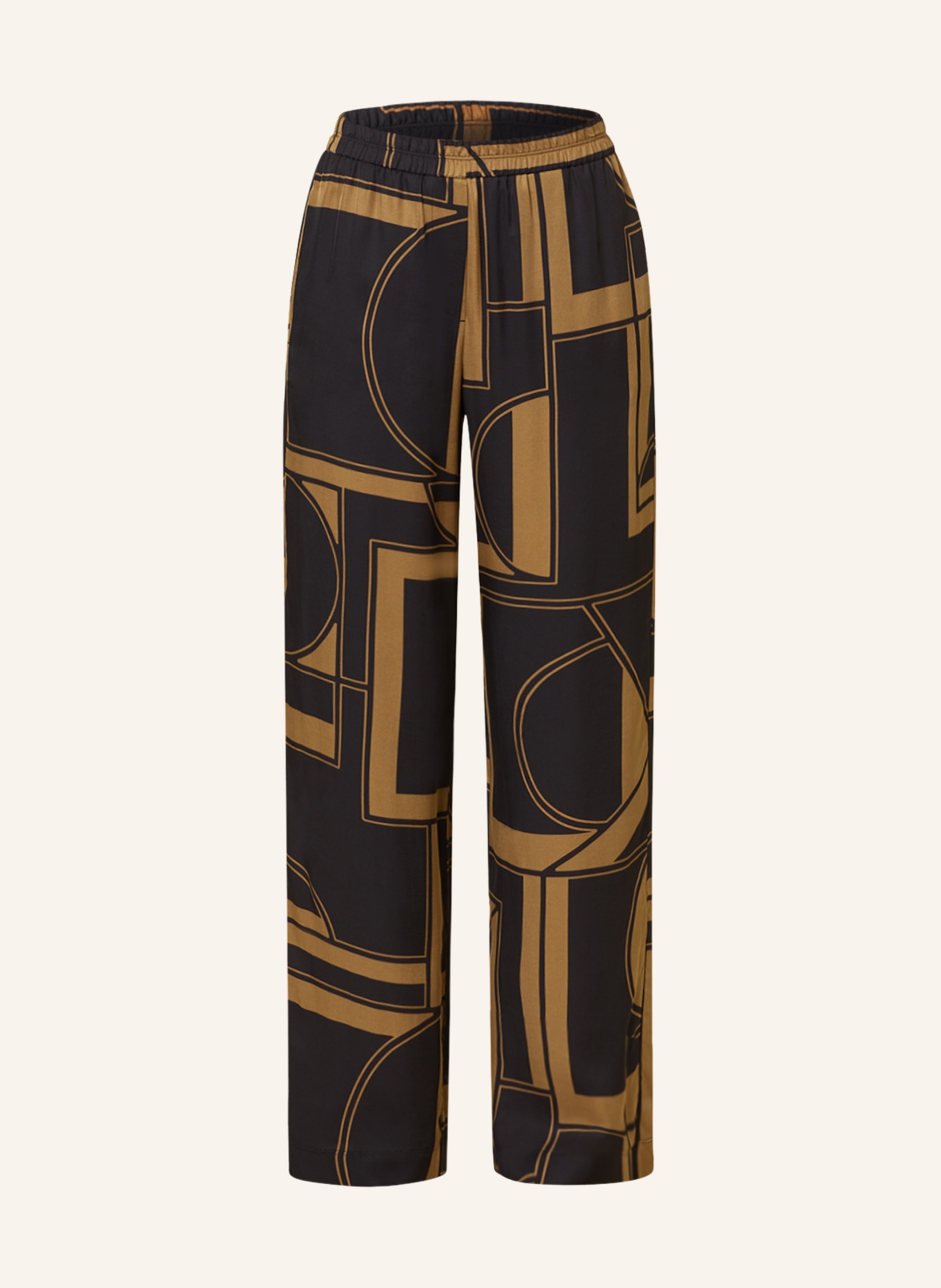 Marc O'Polo Wide leg trousers, Color: BEIGE/ DARK BROWN (Image 1)