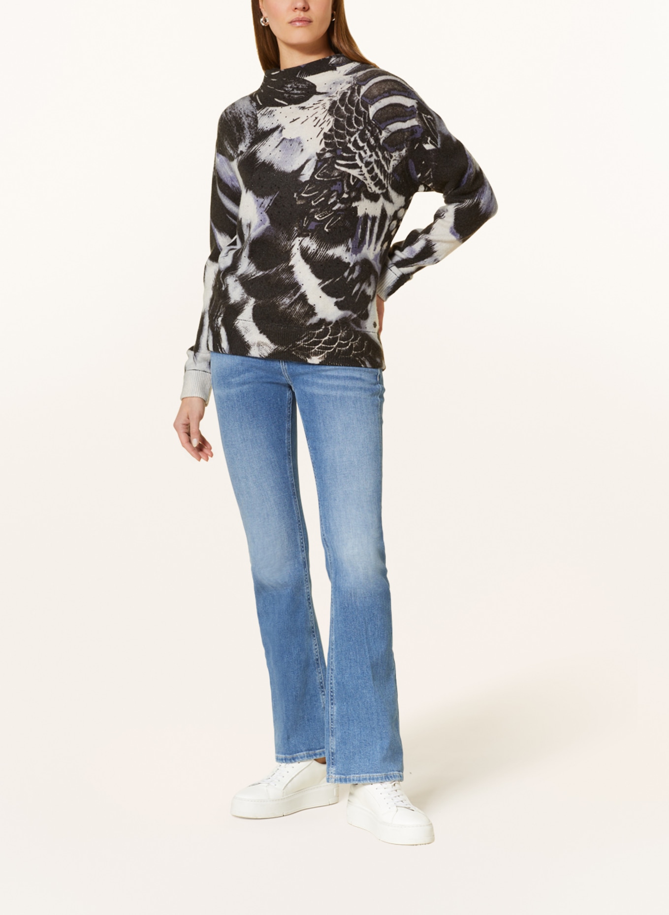 monari Pullover mit Nieten, Farbe: SCHWARZ/ WEISS/ LILA (Bild 2)