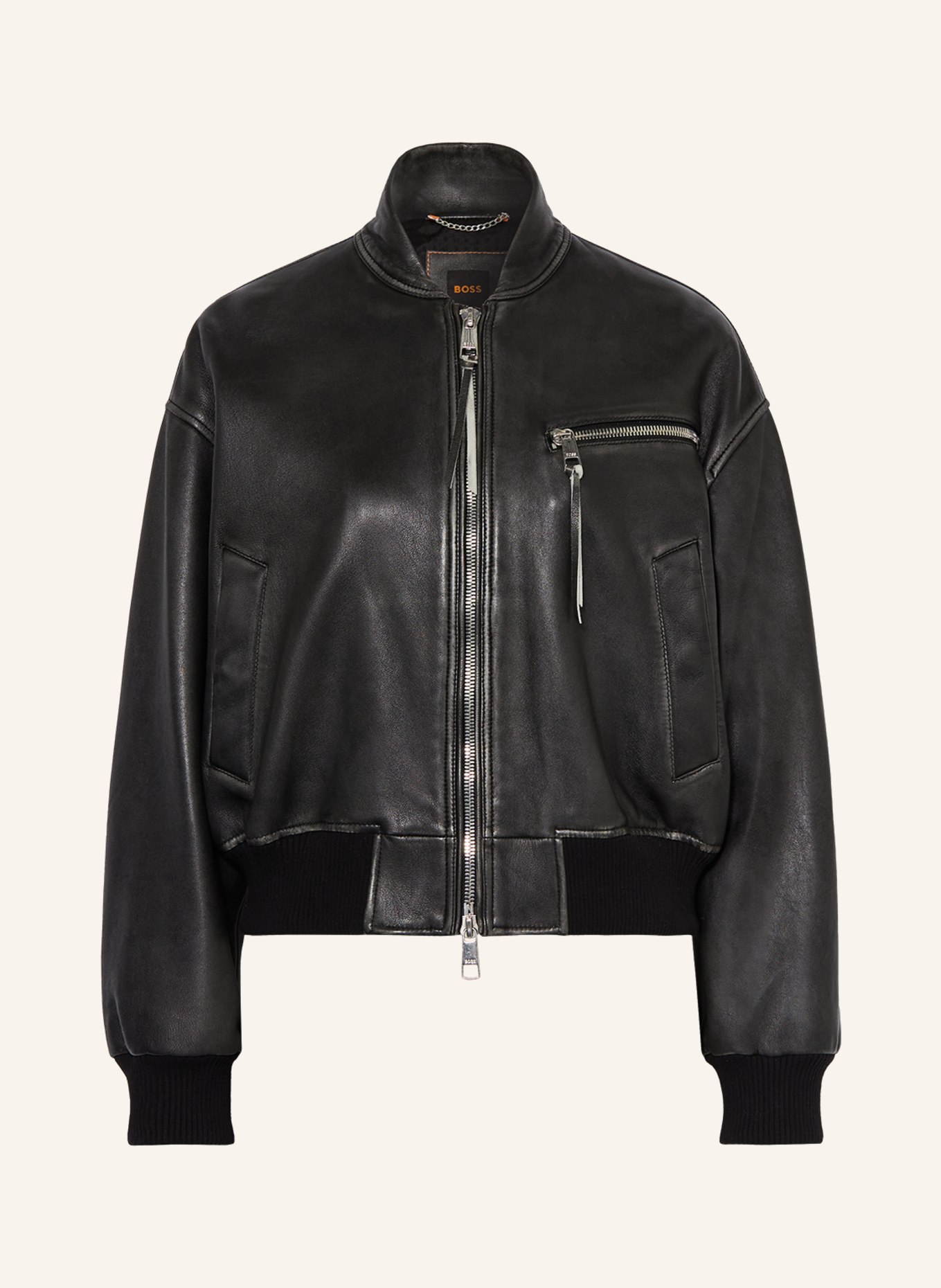 BOSS Leather jacket SAYURA, Color: BLACK (Image 1)