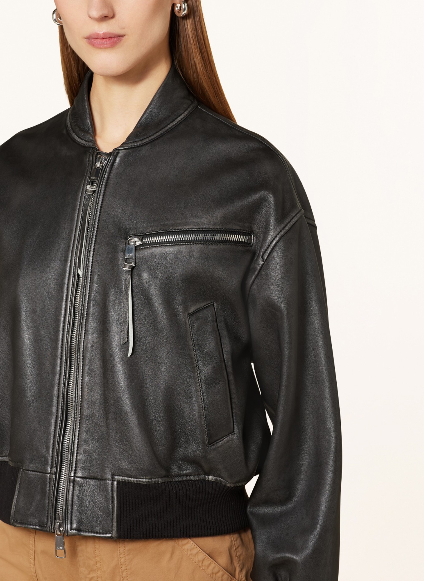 BOSS Leather jacket SAYURA, Color: BLACK (Image 4)